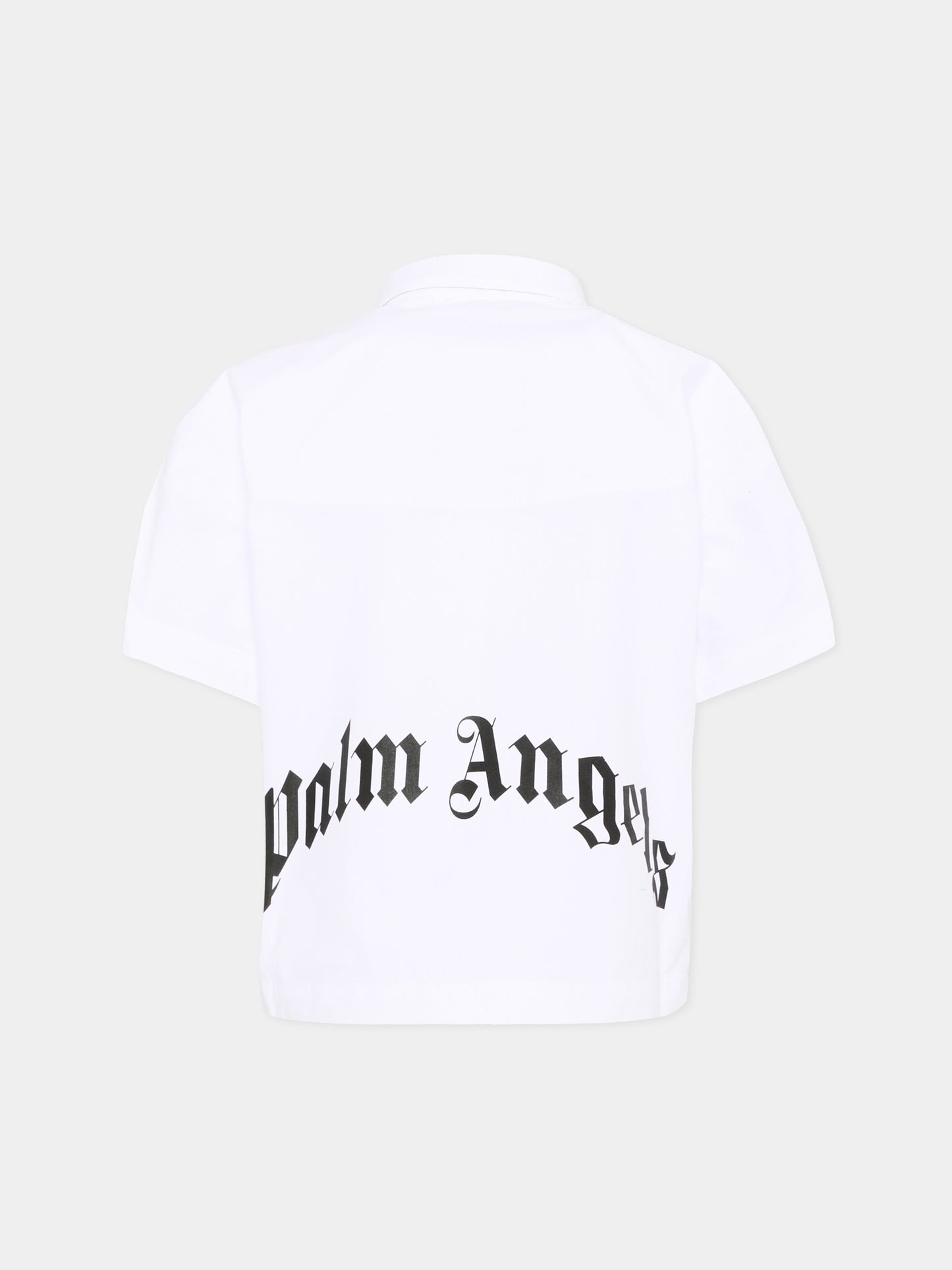 Camicia bianca per bambino con logo,Palm Angels,PBGG003S26FAB001 002