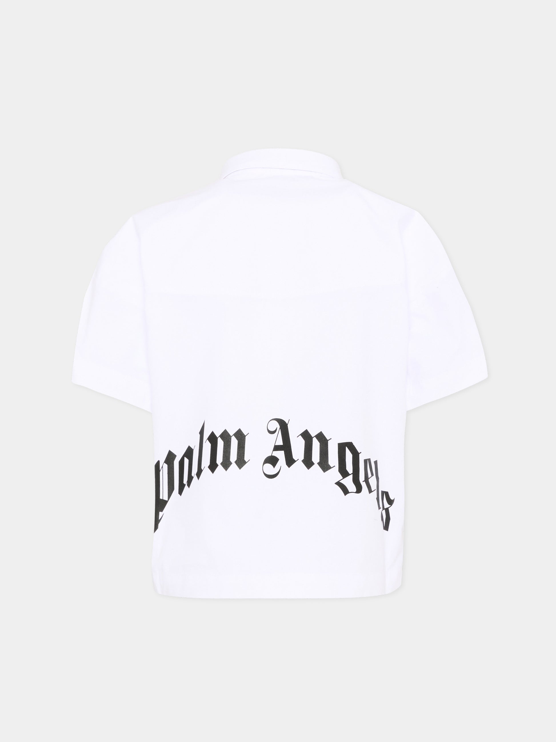 Camicia bianca per bambino con logo,Palm Angels,PBGG003S26FAB001 002