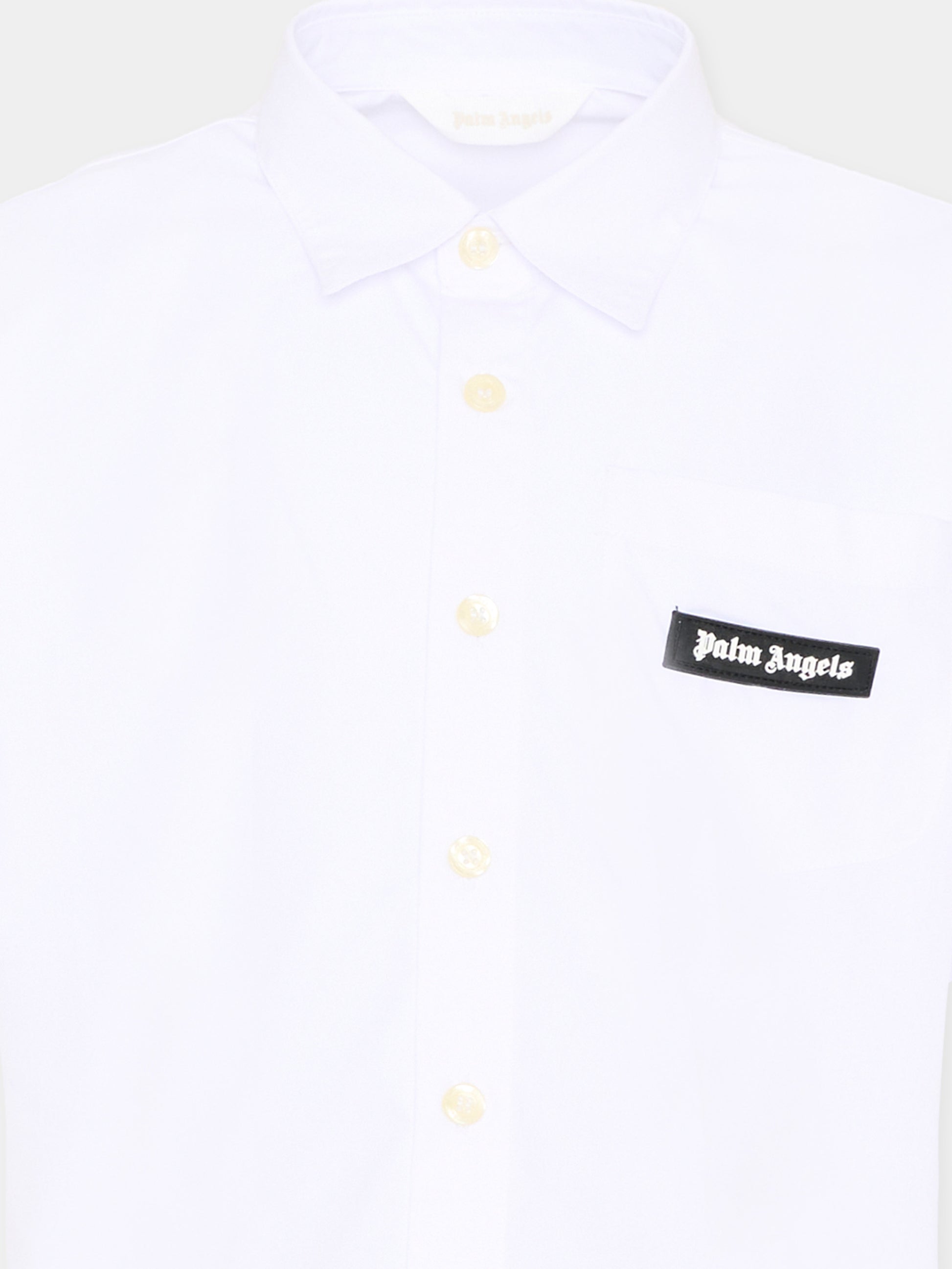 Camicia bianca per bambino con logo,Palm Angels,PBGG003S26FAB001 002