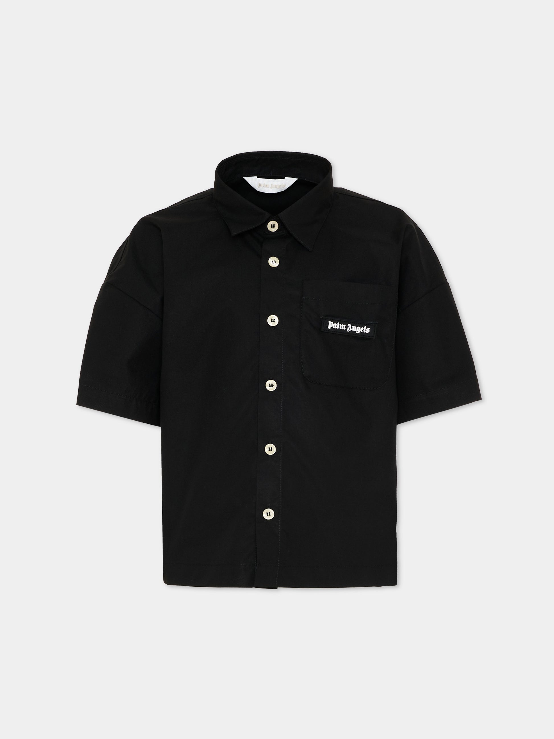 Camicia nera per bambino con logo,Palm Angels,PBGG003S26FAB001 110