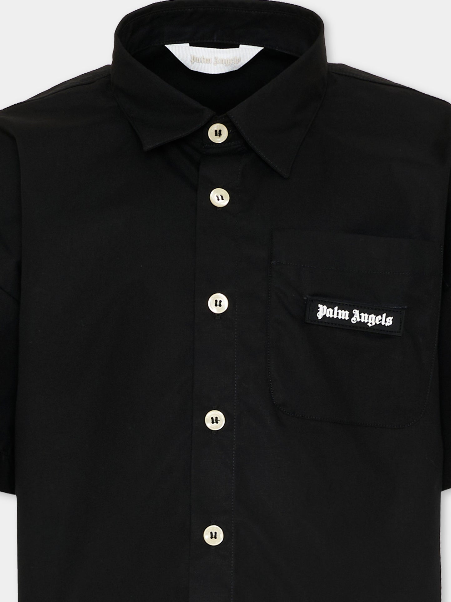 Camicia nera per bambino con logo,Palm Angels,PBGG003S26FAB001 110