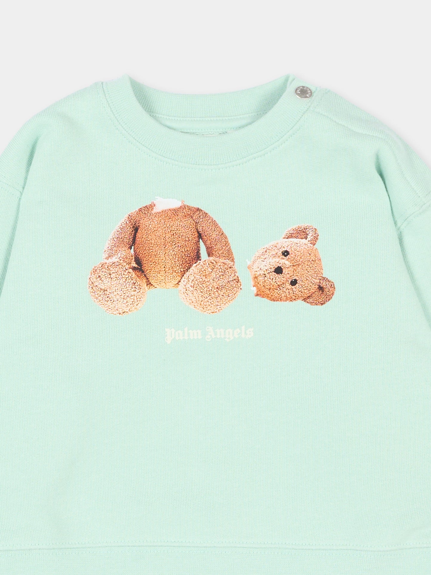 Felpa verde per neonati con teddy bear,Palm Angels,PBXC001S26FLE003 081