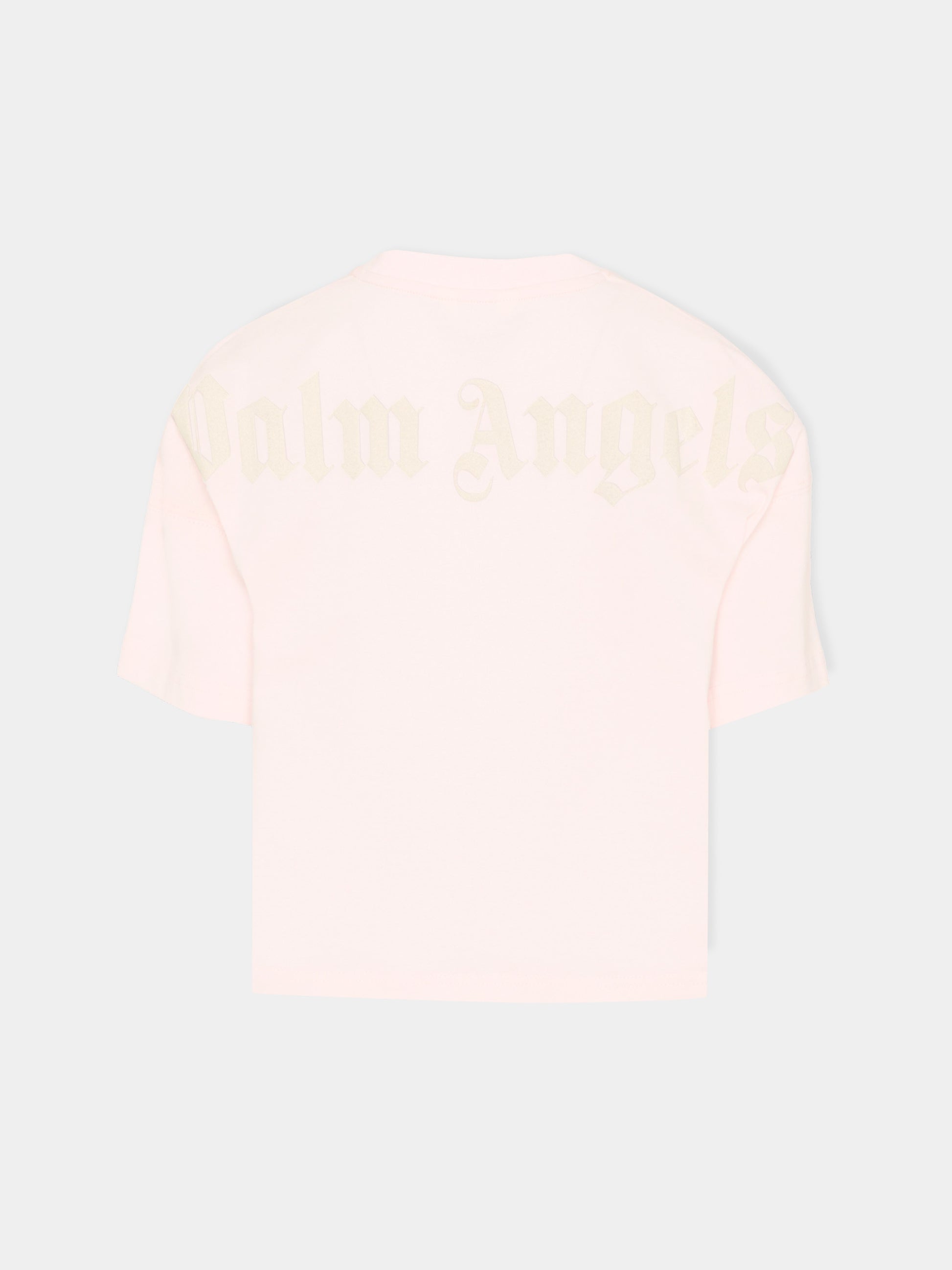 T-Shirt rosa per bambina con logo,Palm Angels,PGAA001S26JER001 042