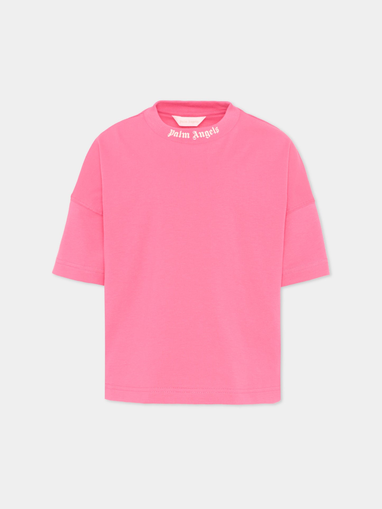 T-Shirt fucsia per bambina con logo,Palm Angels,PGAA001S26JER001 044