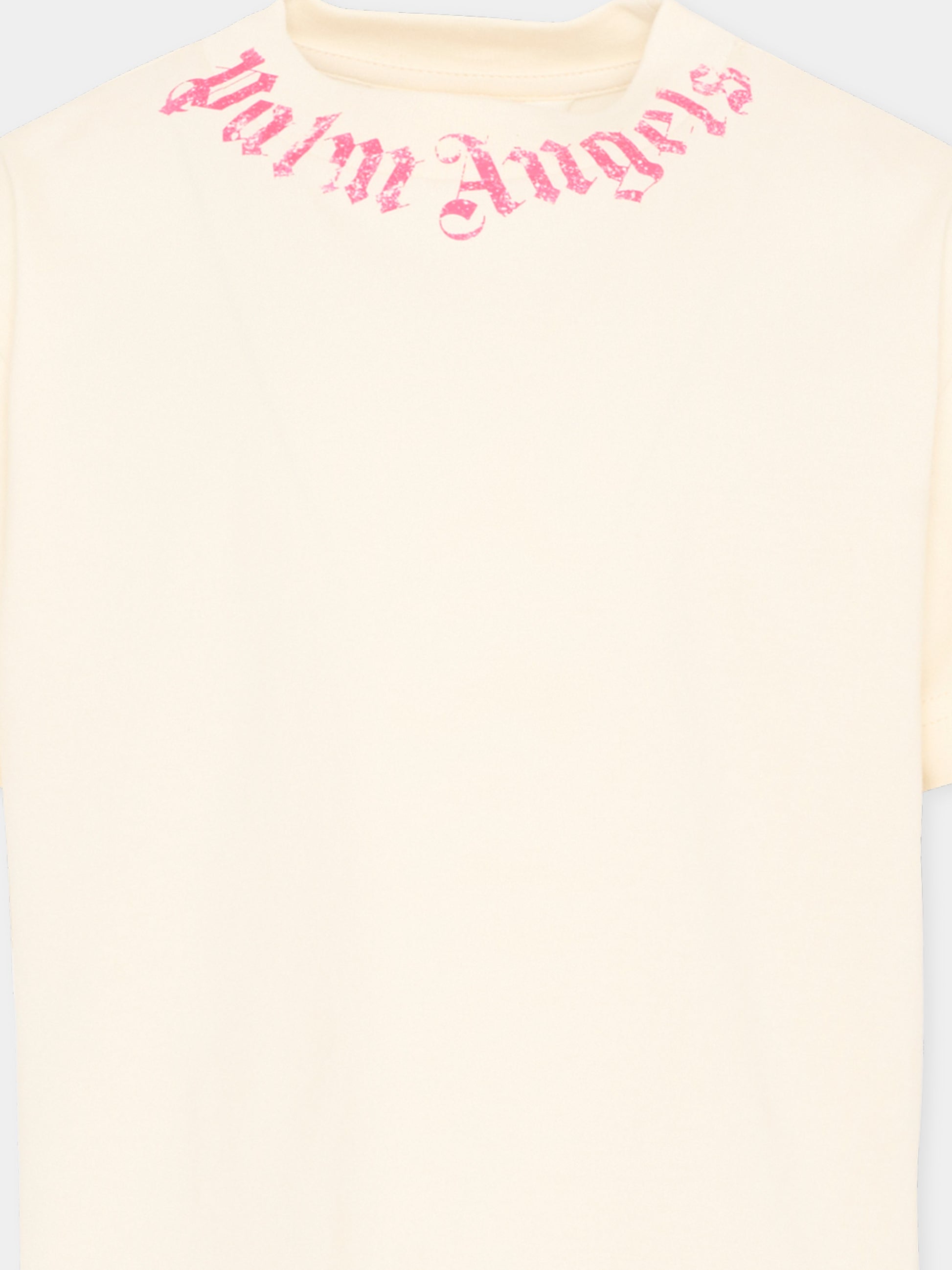 T-Shirt avorio per bambina con logo,Palm Angels,PGAA002S26JER005 002