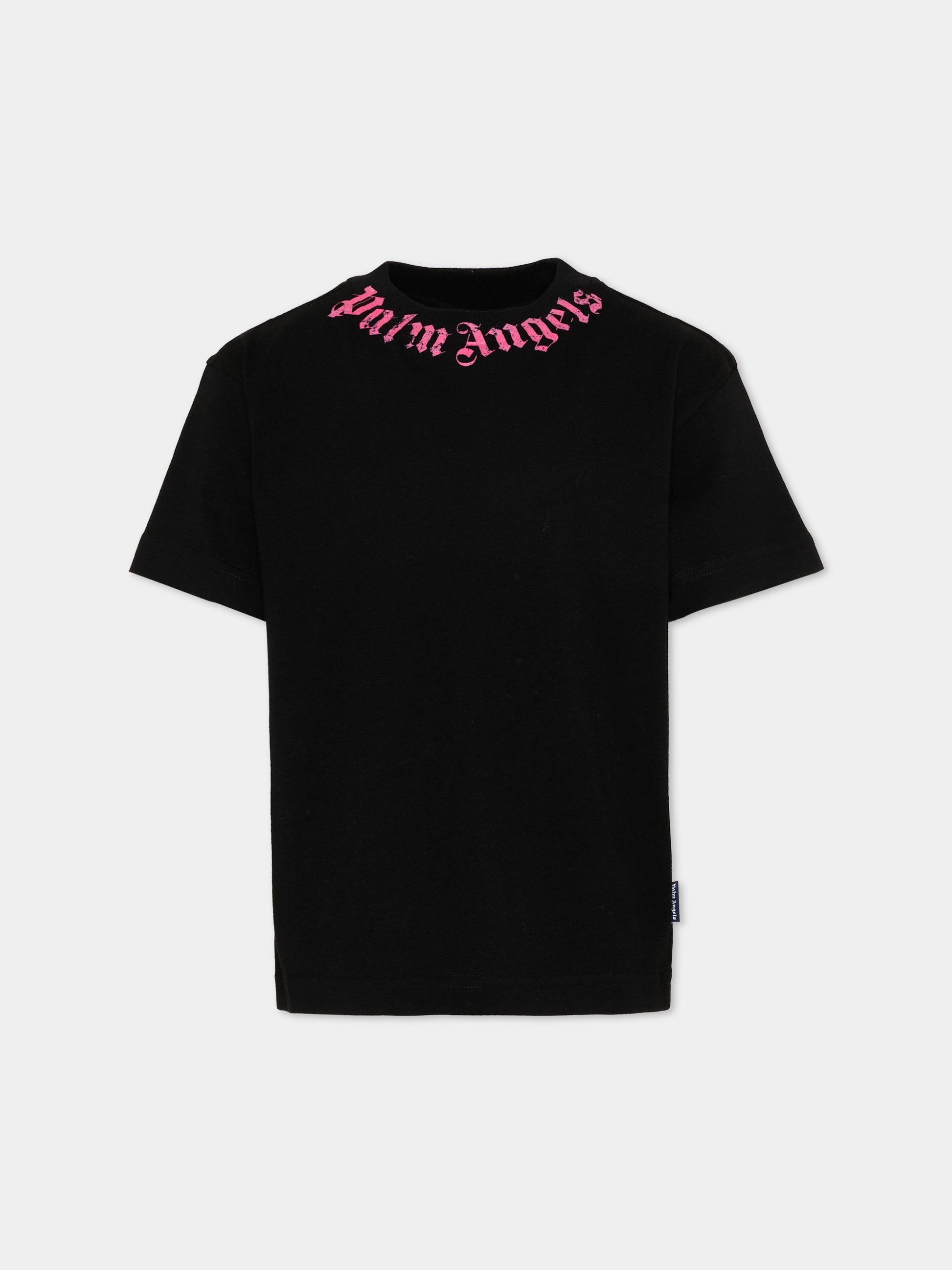 T-Shirt nera per bambina con logo,Palm Angels,PGAA002S26JER005 110
