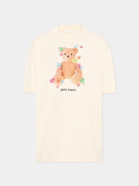 T-Shirt avorio per bambina con Teddy Bear,Palm Angels,PGAA002S26JER006 002
