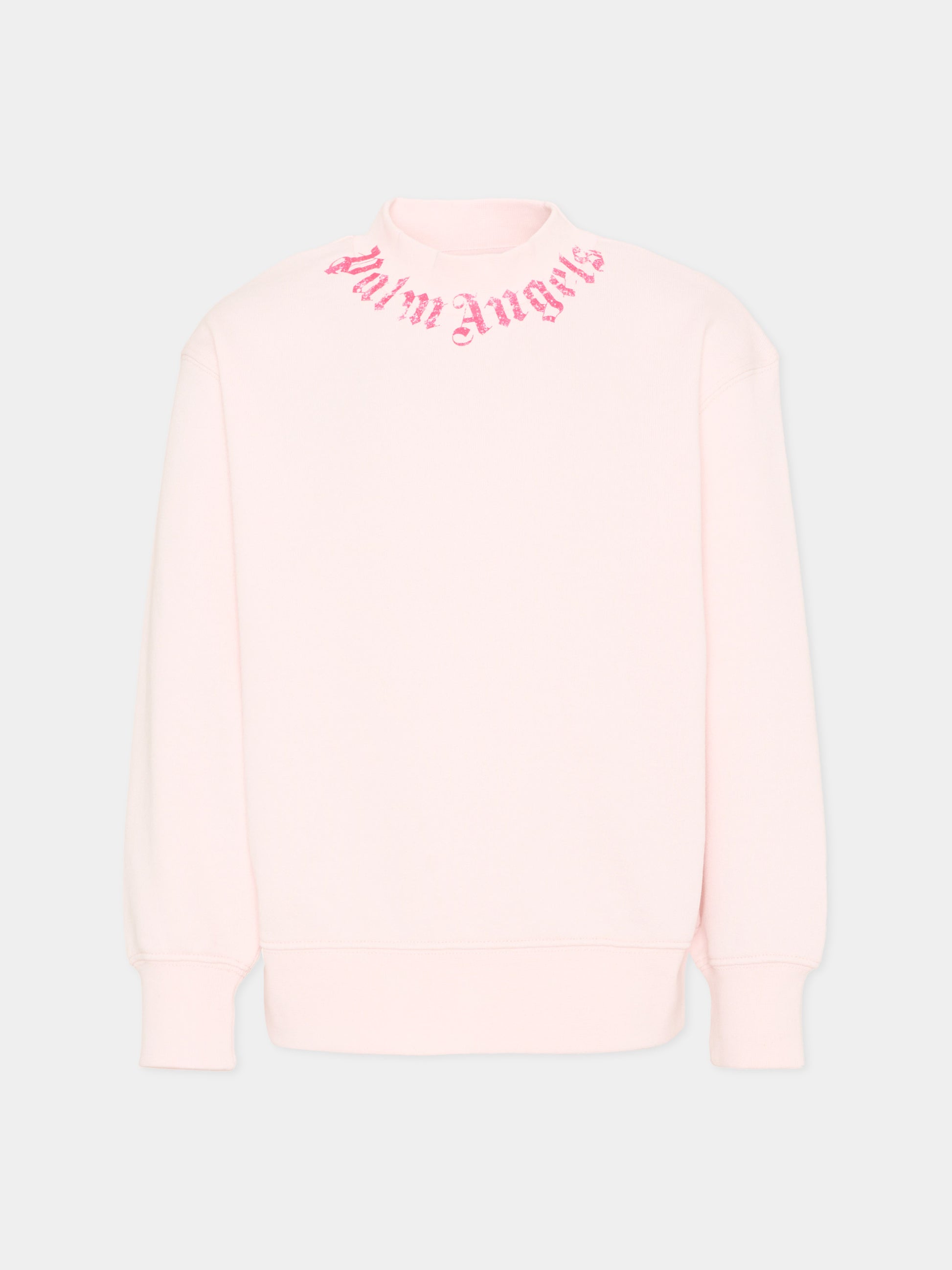 Felpa rosa per bambina con logo,Palm Angels,PGBA013S26FLE004 042