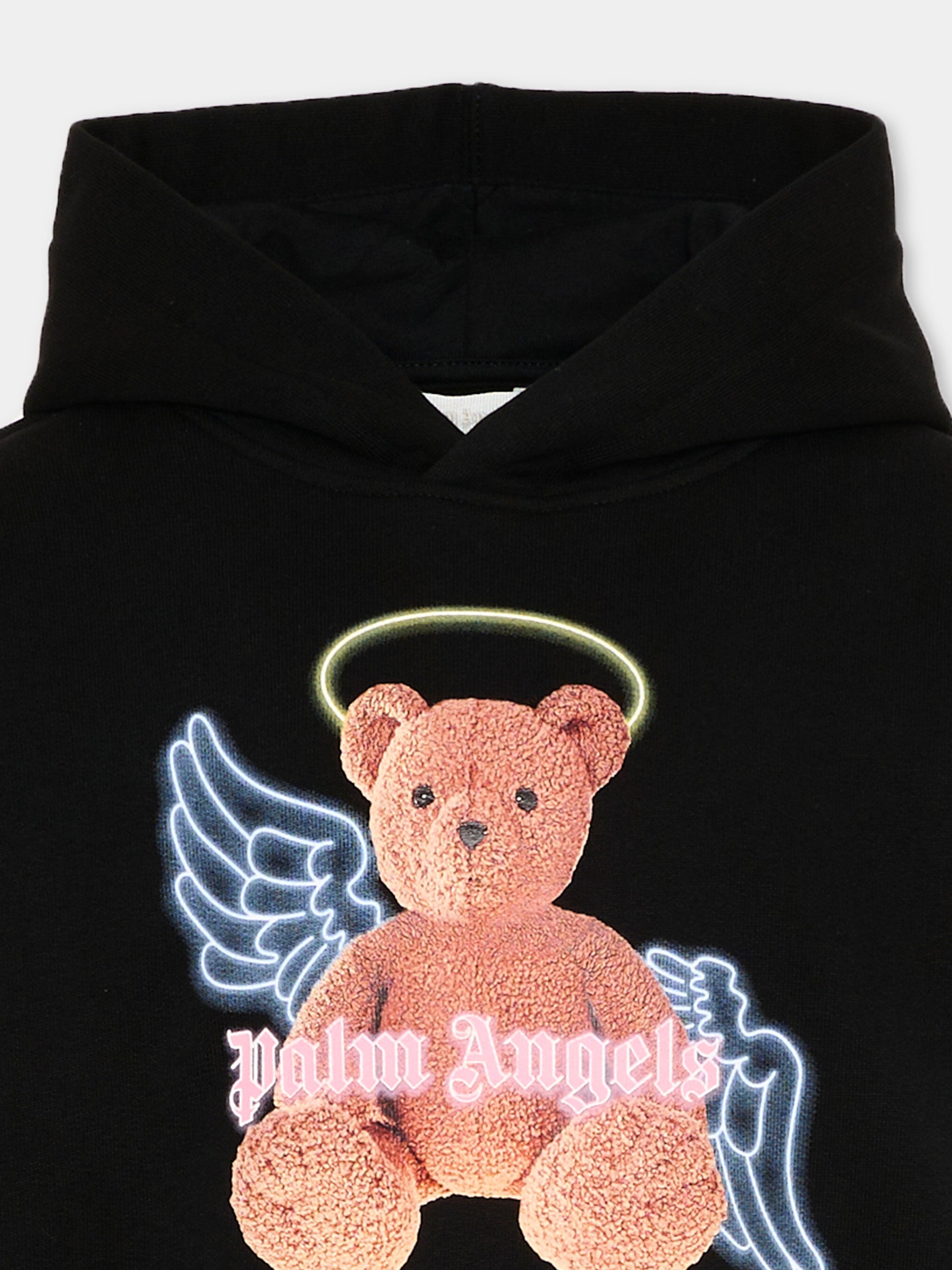 Felpa nera teddy bear per bambina,Palm Angels,PGBB015S26FLE001 110