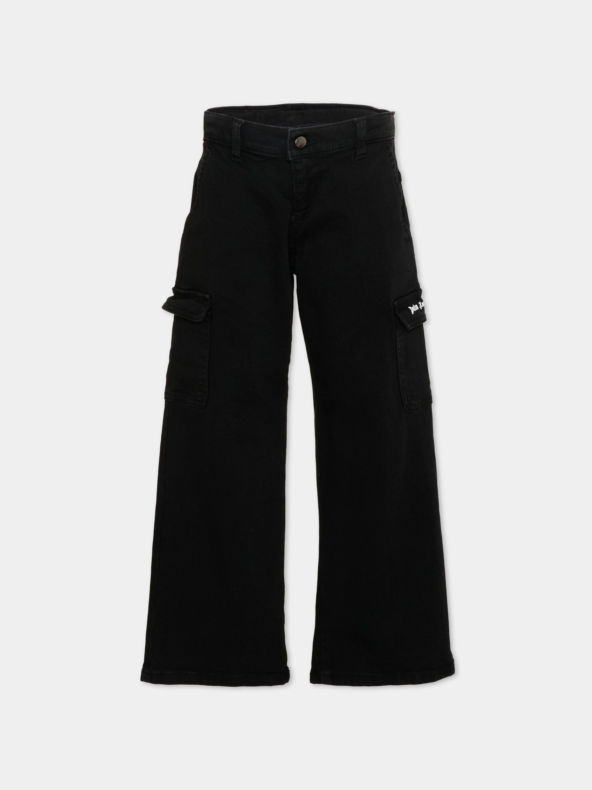 Pantaloni casual neri per bambina con logo,Palm Angels,PGCA026S26FAB001 110