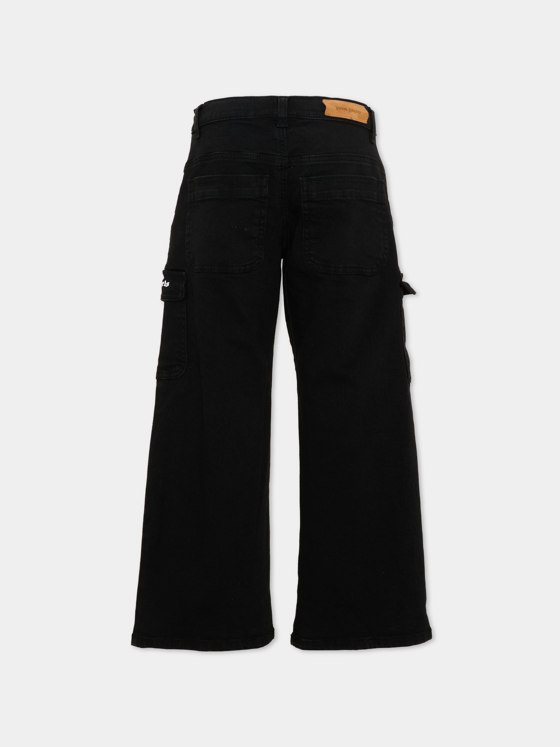 Pantaloni casual neri per bambina con logo,Palm Angels,PGCA026S26FAB001 110