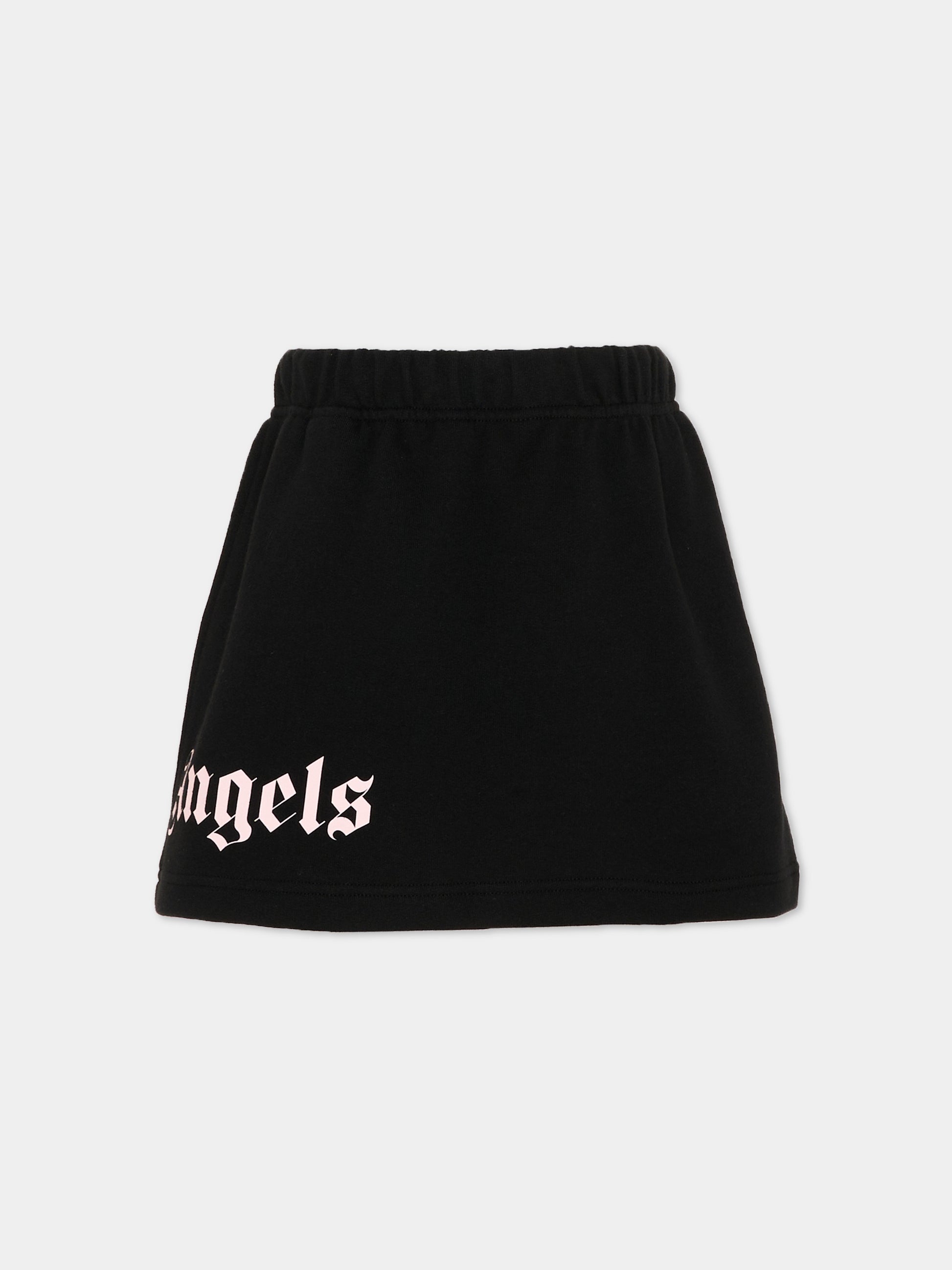 Gonna nera per bambina con logo,Palm Angels,PGCK001S26FLE001 110