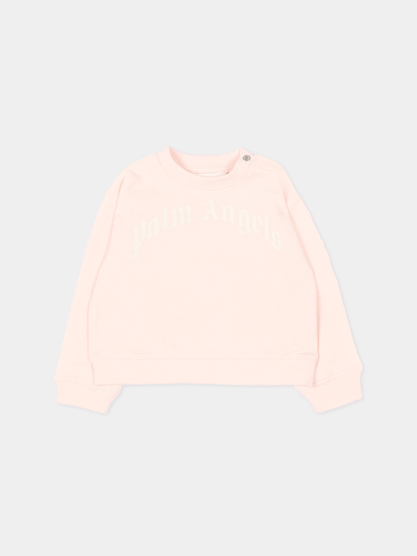 Felpa rosa per neonata con logo,Palm Angels,PGXC001S26FLE002 042