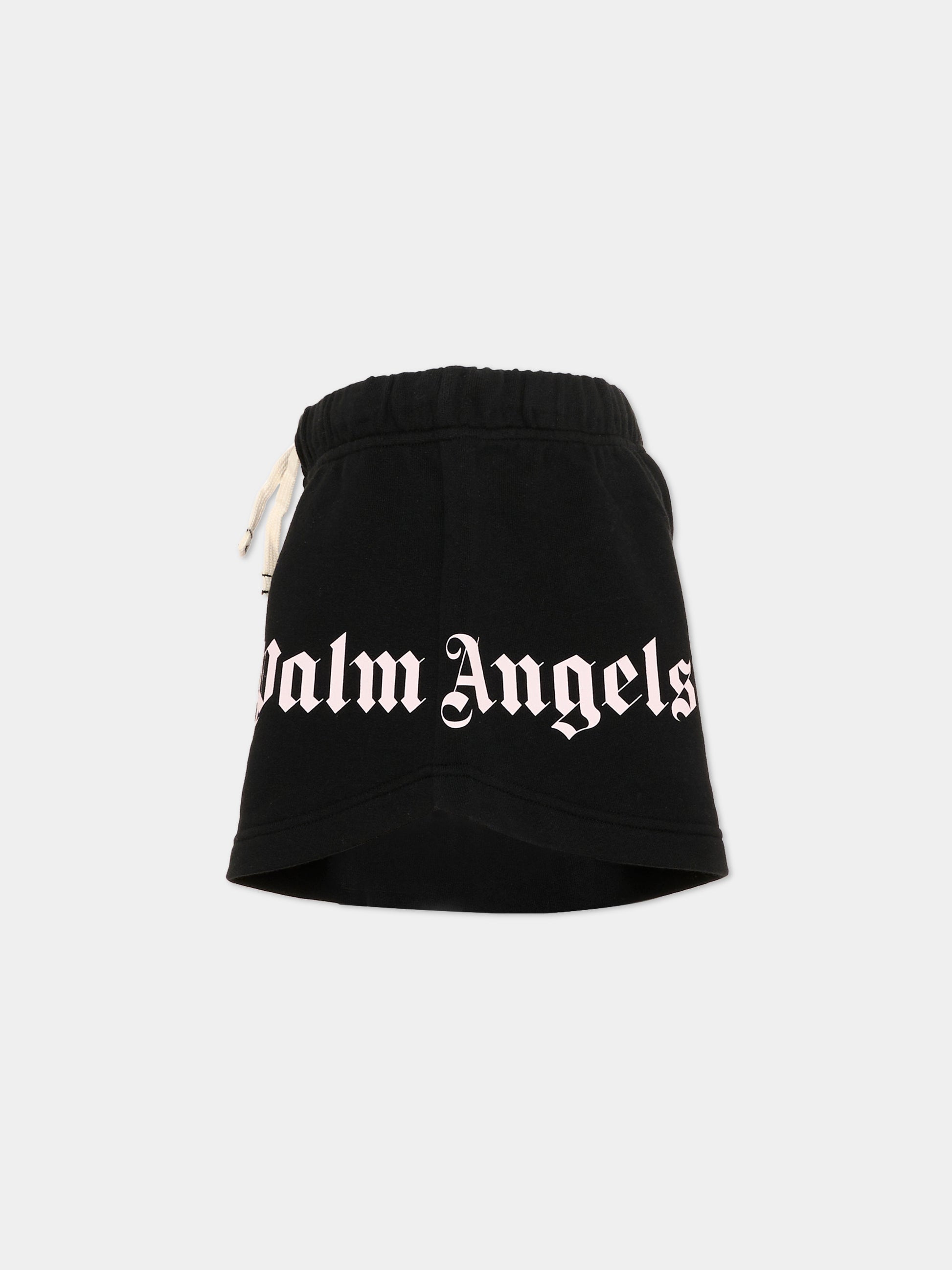 Shorts sportivi neri per bambina con logo,Palm Angels,PGCI005S26FLE002 110