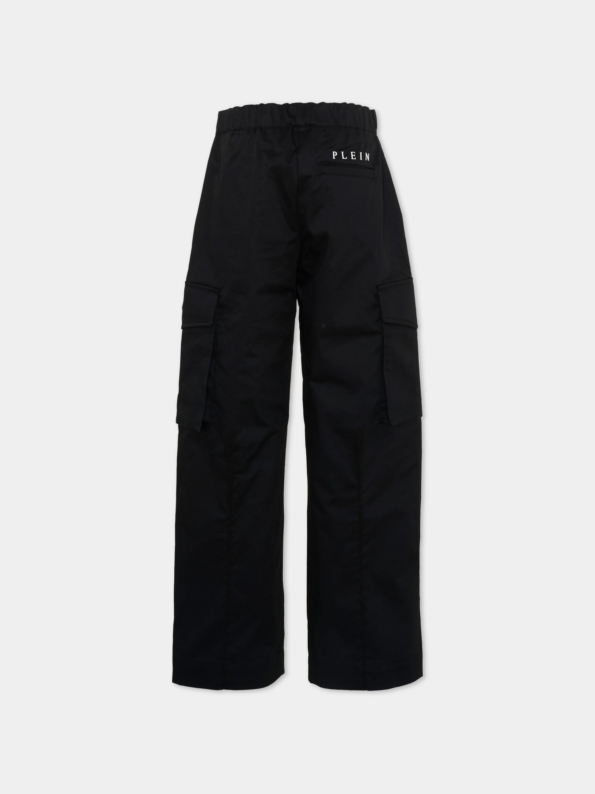 Pantaloni nero per bambino con tasche cargo,Philipp Plein Junior,S6PHJBPA057 110