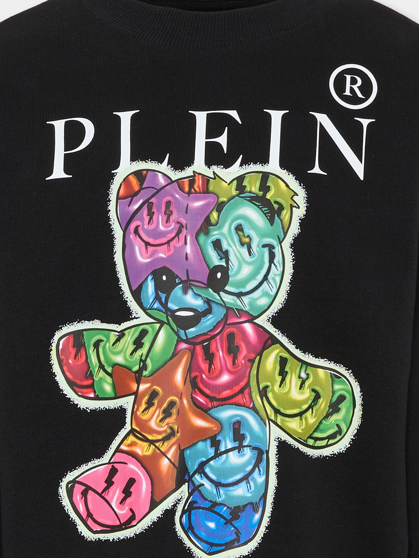 Felpa nera per bambina con orsetto,Philipp Plein Junior,S6PHJGSW156 110