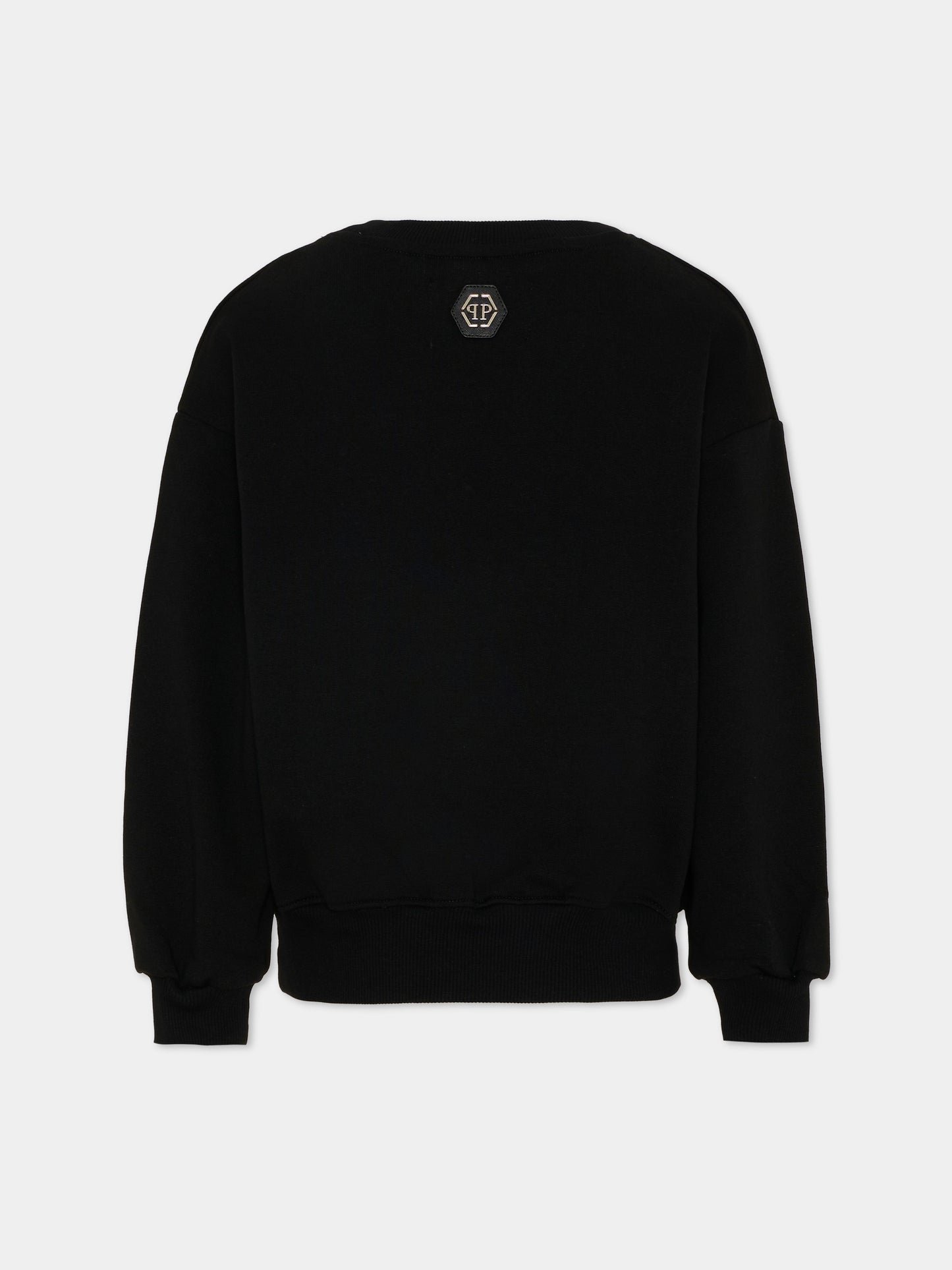 Felpa nera per bambina con orsetto,Philipp Plein Junior,S6PHJGSW203 110