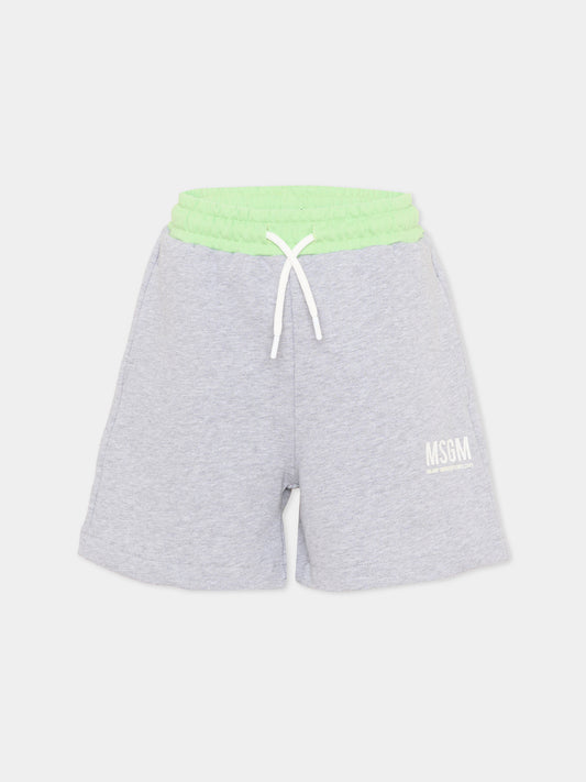 Shorts sportivi grigi per bambino con logo,Msgm Kids,S6MSJBBE052 271/01