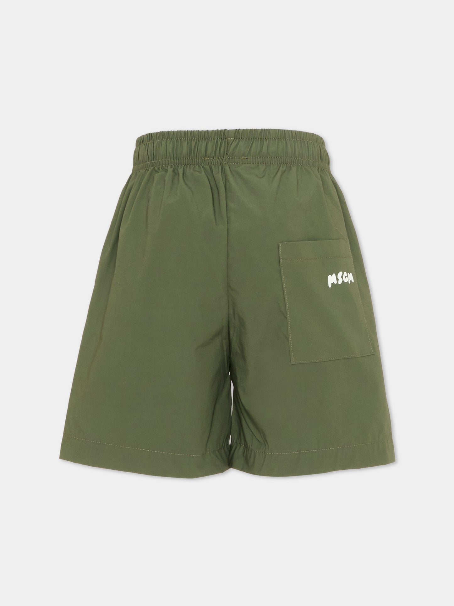 Shorts verdi per bambino con logo,Msgm Kids,S6MSJBBE190 082