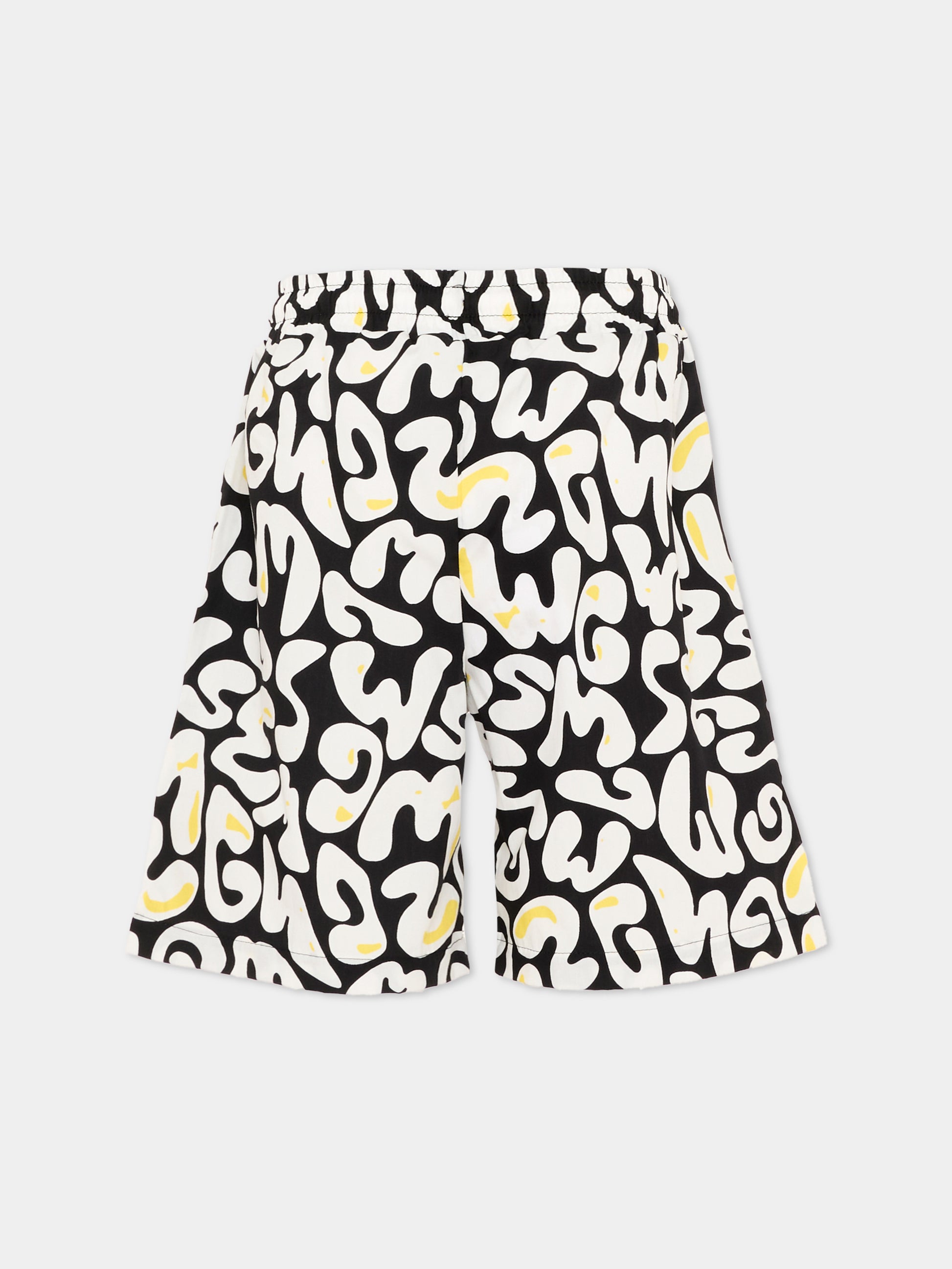 Shorts nero per bambino con stampa logo,Msgm Kids,S6MSJBBE253 110