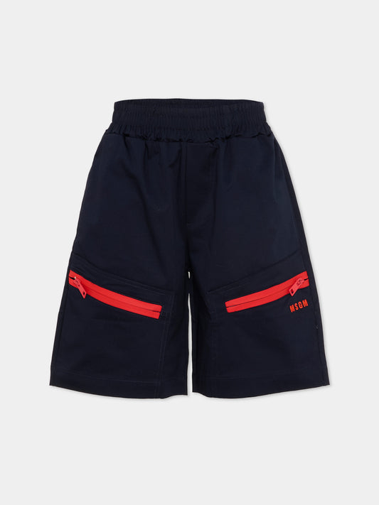 Shorts blu per bambino con logo,Msgm Kids,S6MSJBBE297 MS072