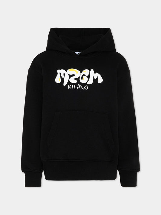 Felpa nera per bambino con logo,Msgm Kids,S6MSJBHS258 110