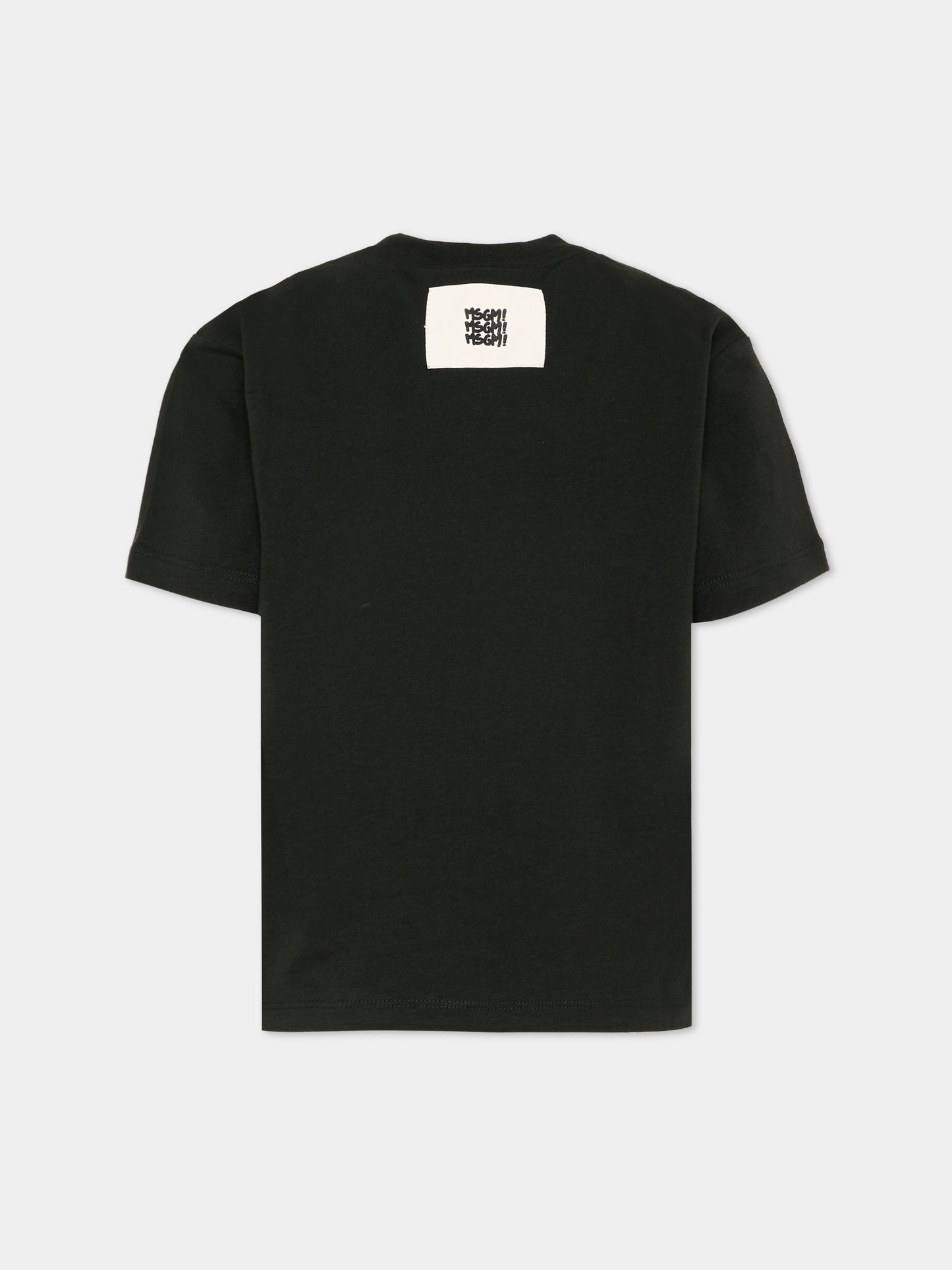 T-Shirt nera per bambino con logo,Msgm Kids,S6MSJBTH227 MS040