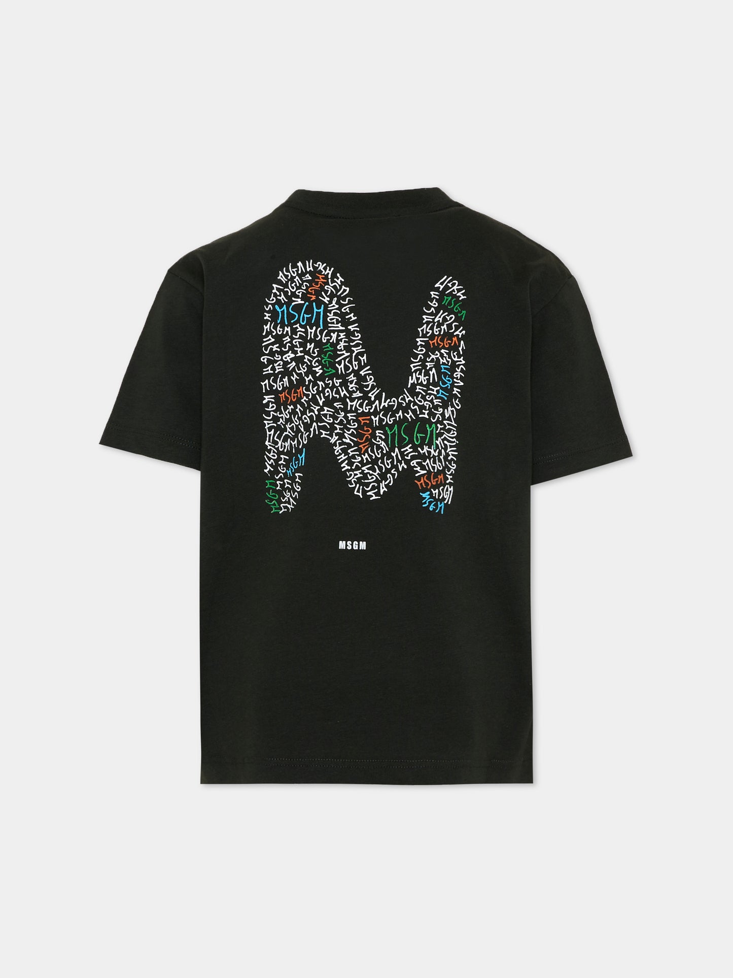 T-Shirt nera per bambino con logo,Msgm Kids,S6MSJBTH232 MS040