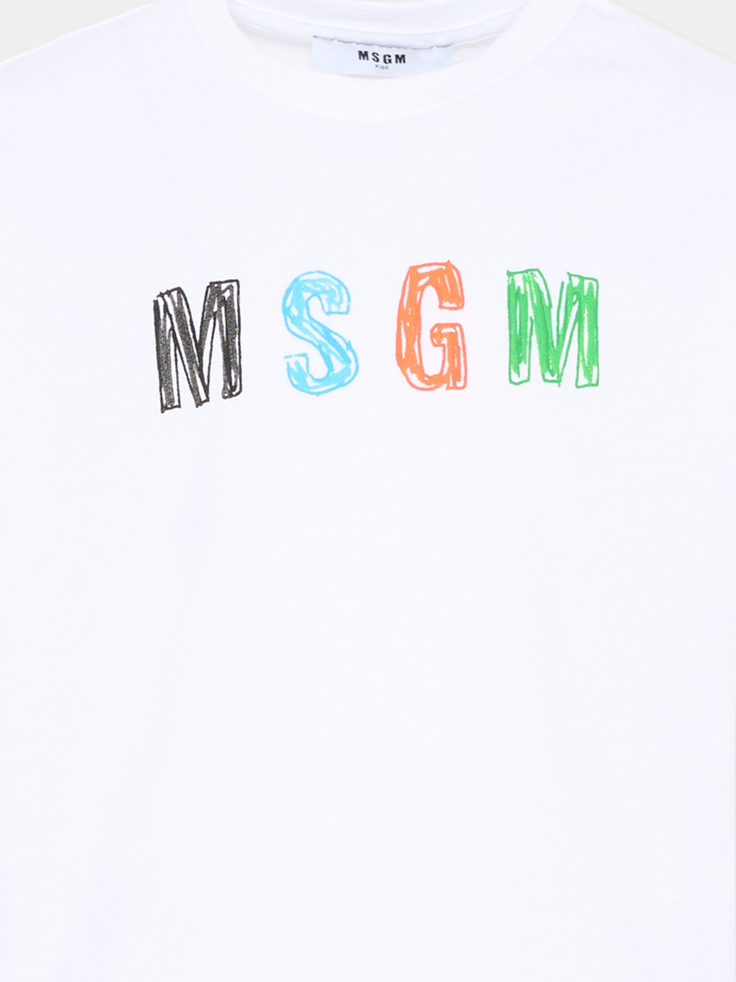 T-Shirt bianca per bambino con logo,Msgm Kids,S6MSJBTH232 001