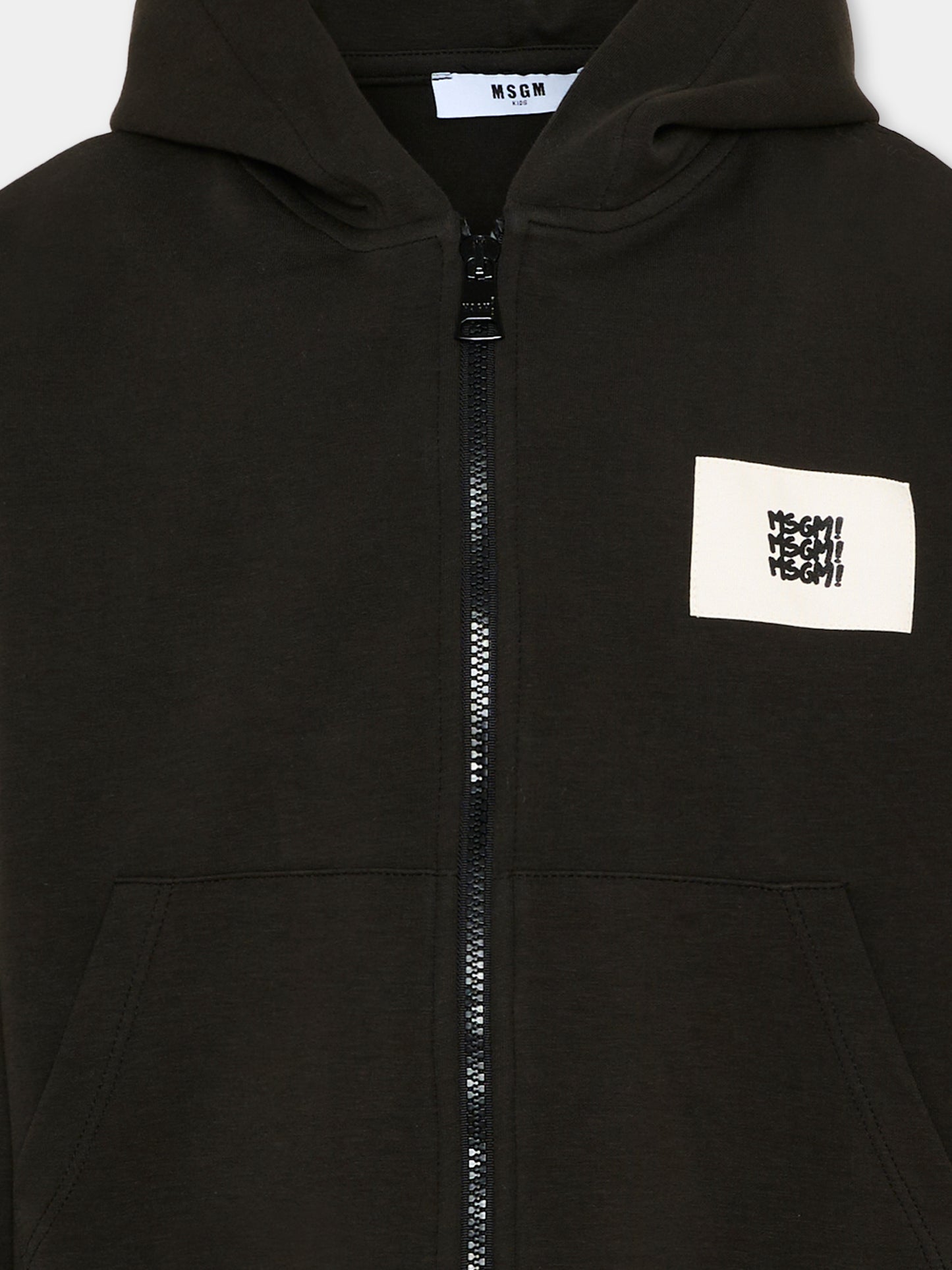 Felpa nera per bambino con logo,Msgm Kids,S6MSJBZH225 MS040