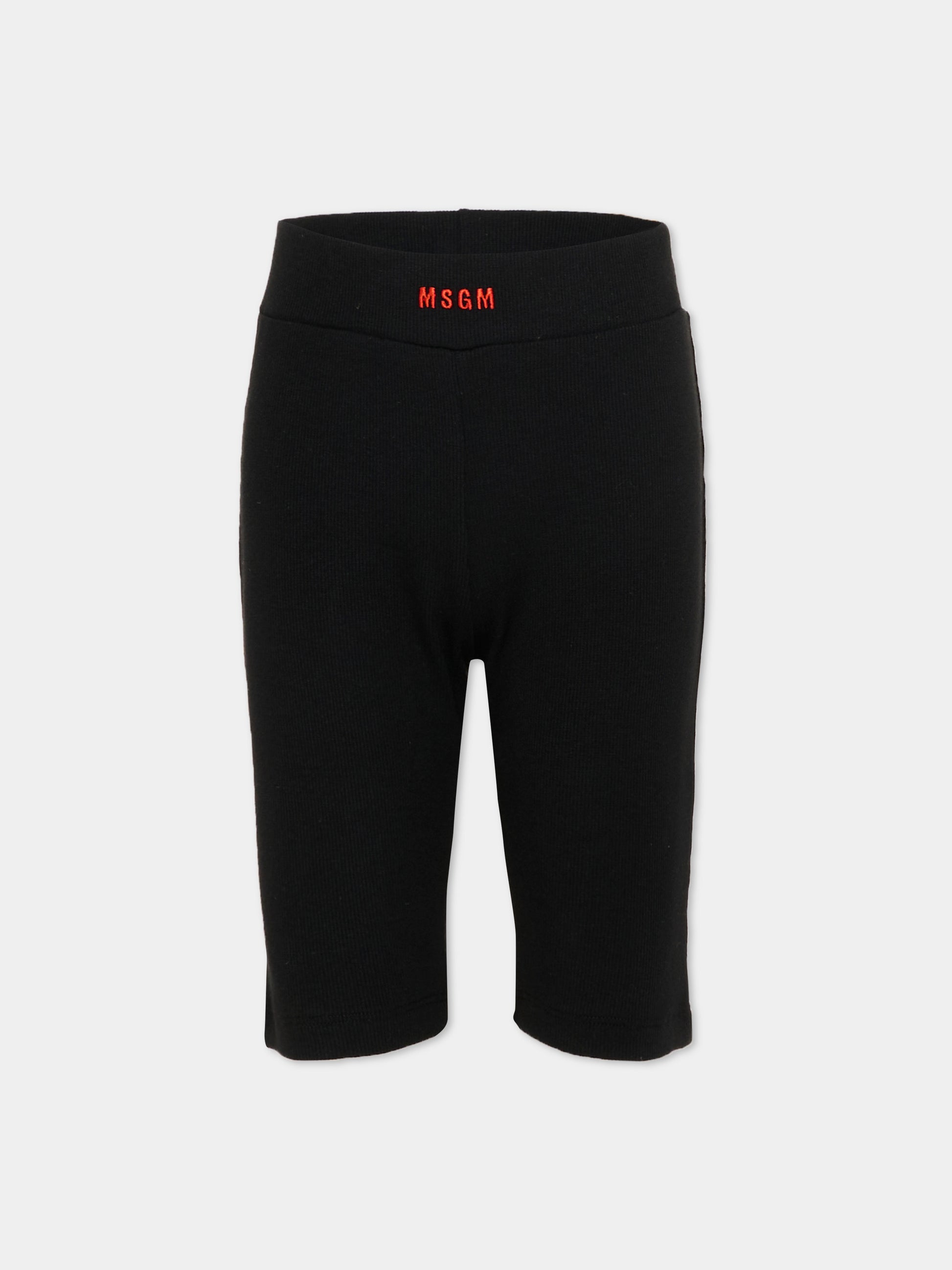 Shorts sportivi neri per bambina con logo,Msgm Kids,S6MSJGCI230 110