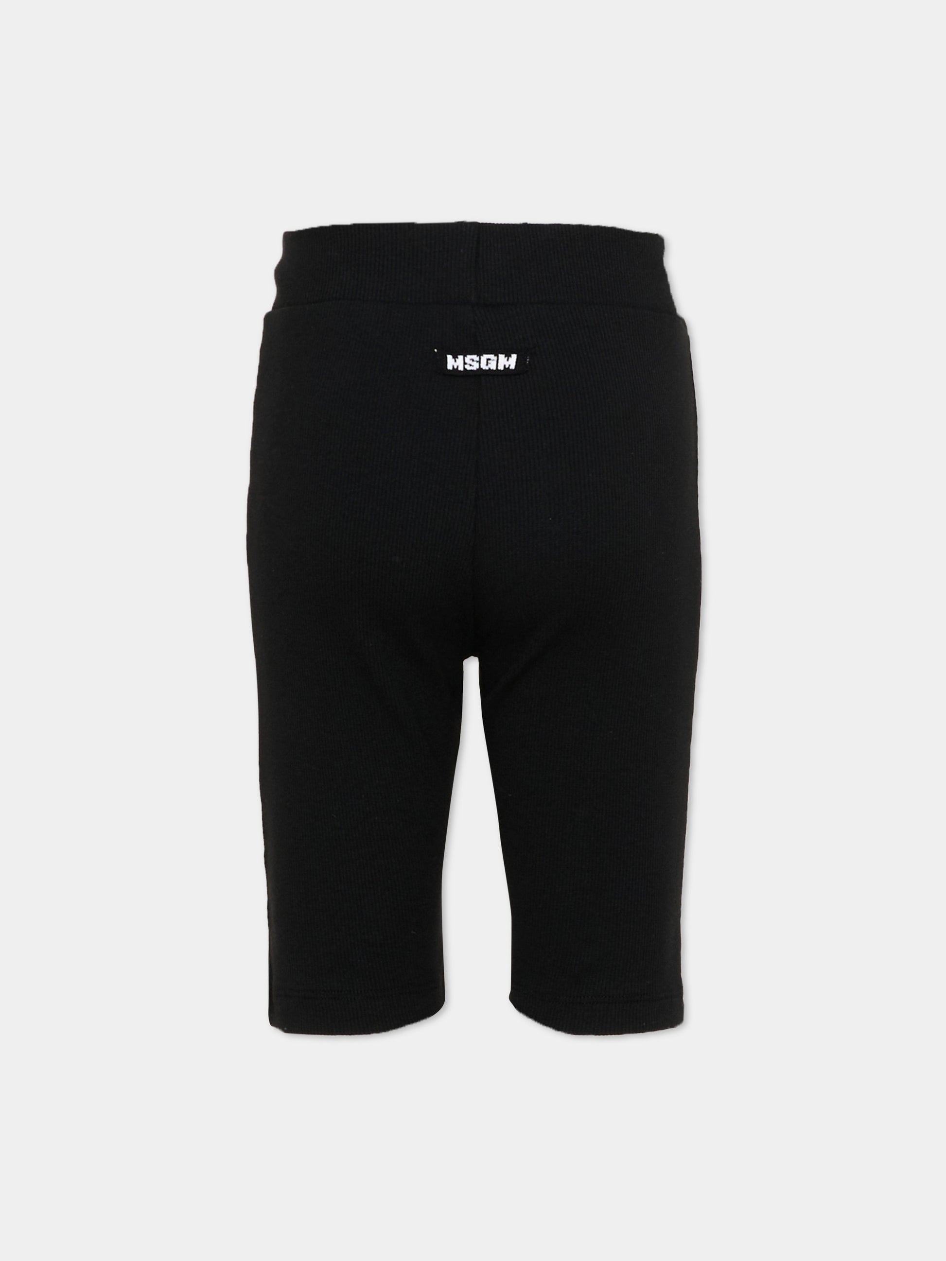 Shorts sportivi neri per bambina con logo,Msgm Kids,S6MSJGCI230 110