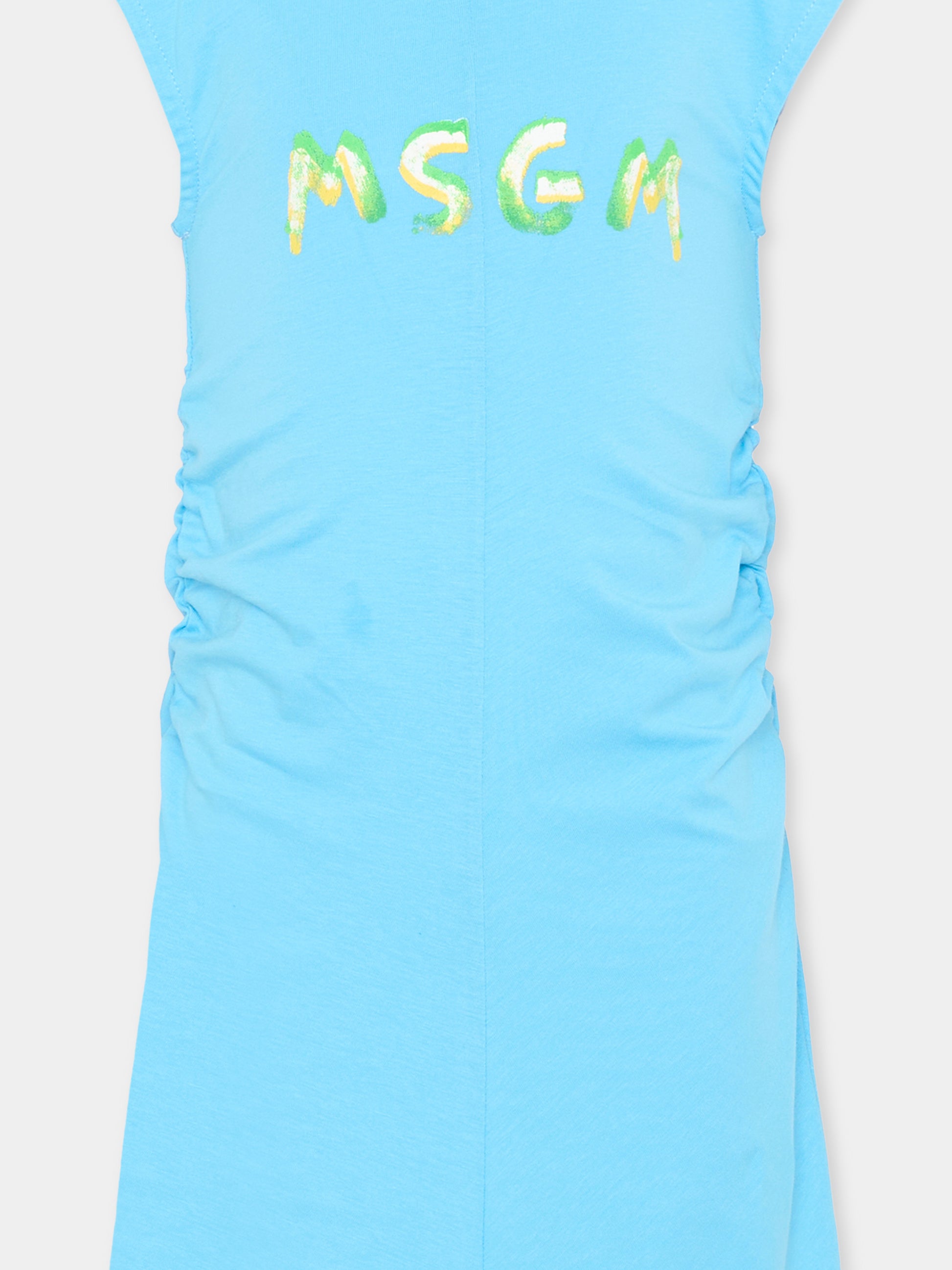 Vestito blu per bambina con logo,Msgm Kids,S6MSJGDR064 MS073