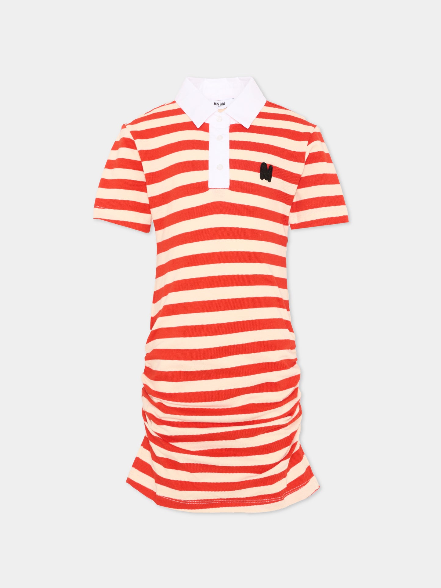 Vestito rosso per bambina a righe,Msgm Kids,S6MSJGDR168 MS004