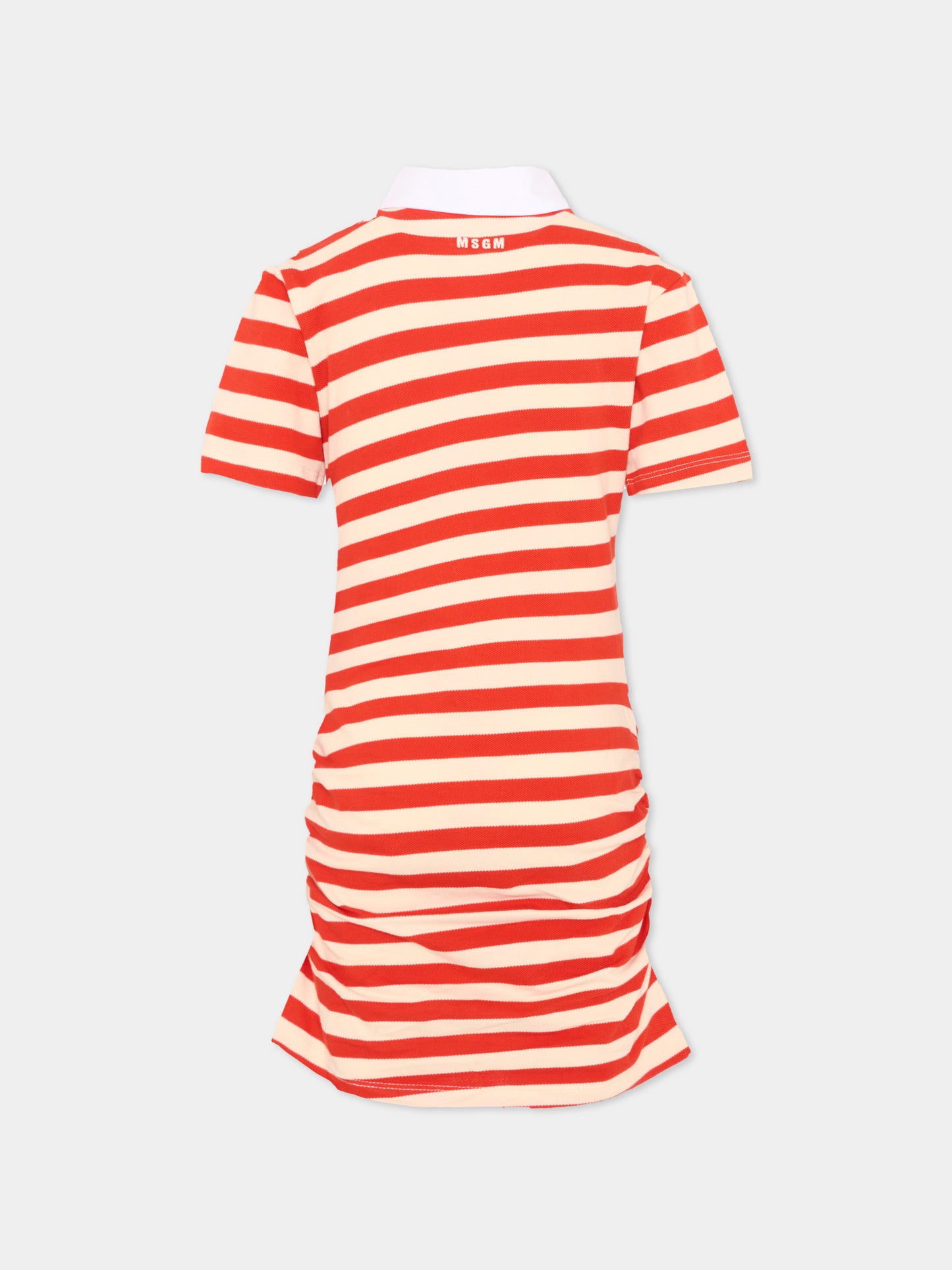 Vestito rosso per bambina a righe,Msgm Kids,S6MSJGDR168 MS004