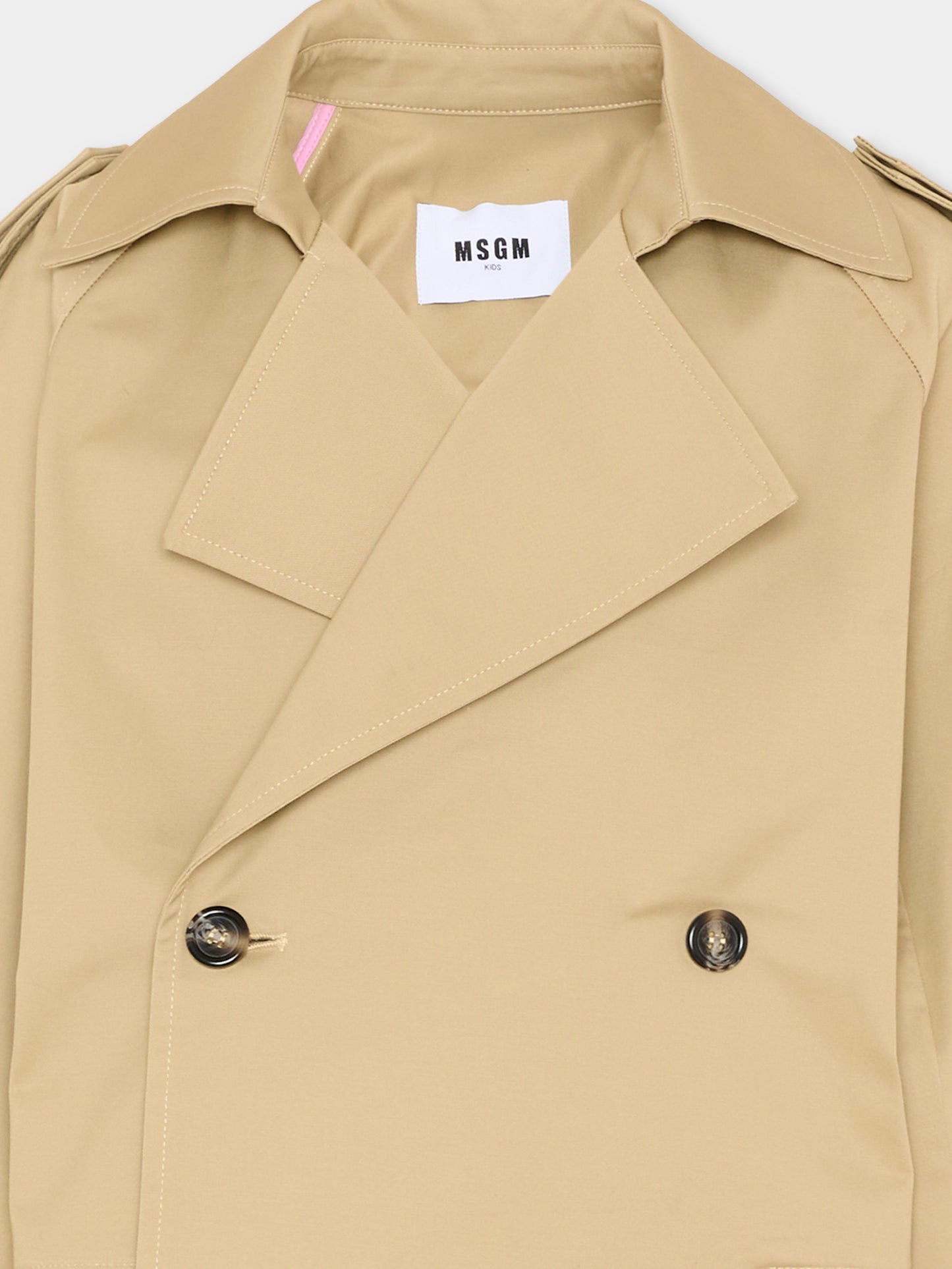 Trench beige per bambina corto,Msgm Kids,S6MSJGJK132 015