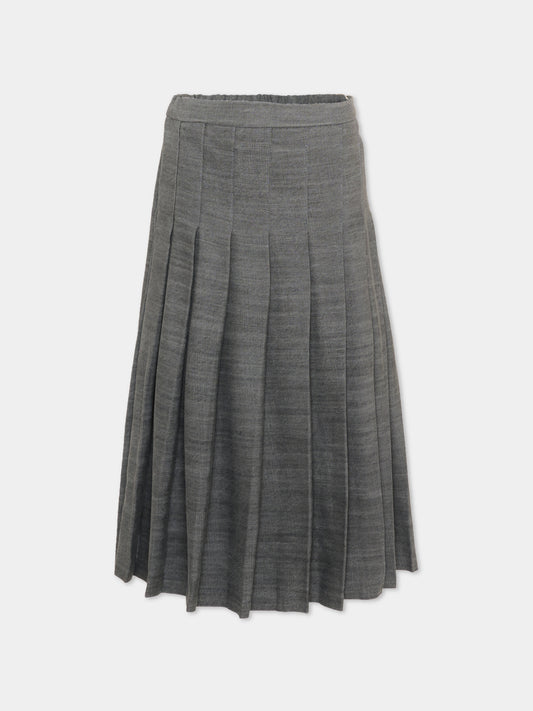 Gonna elegante grigia per bambina plissé,Msgm Kids,S6MSJGSK031 102