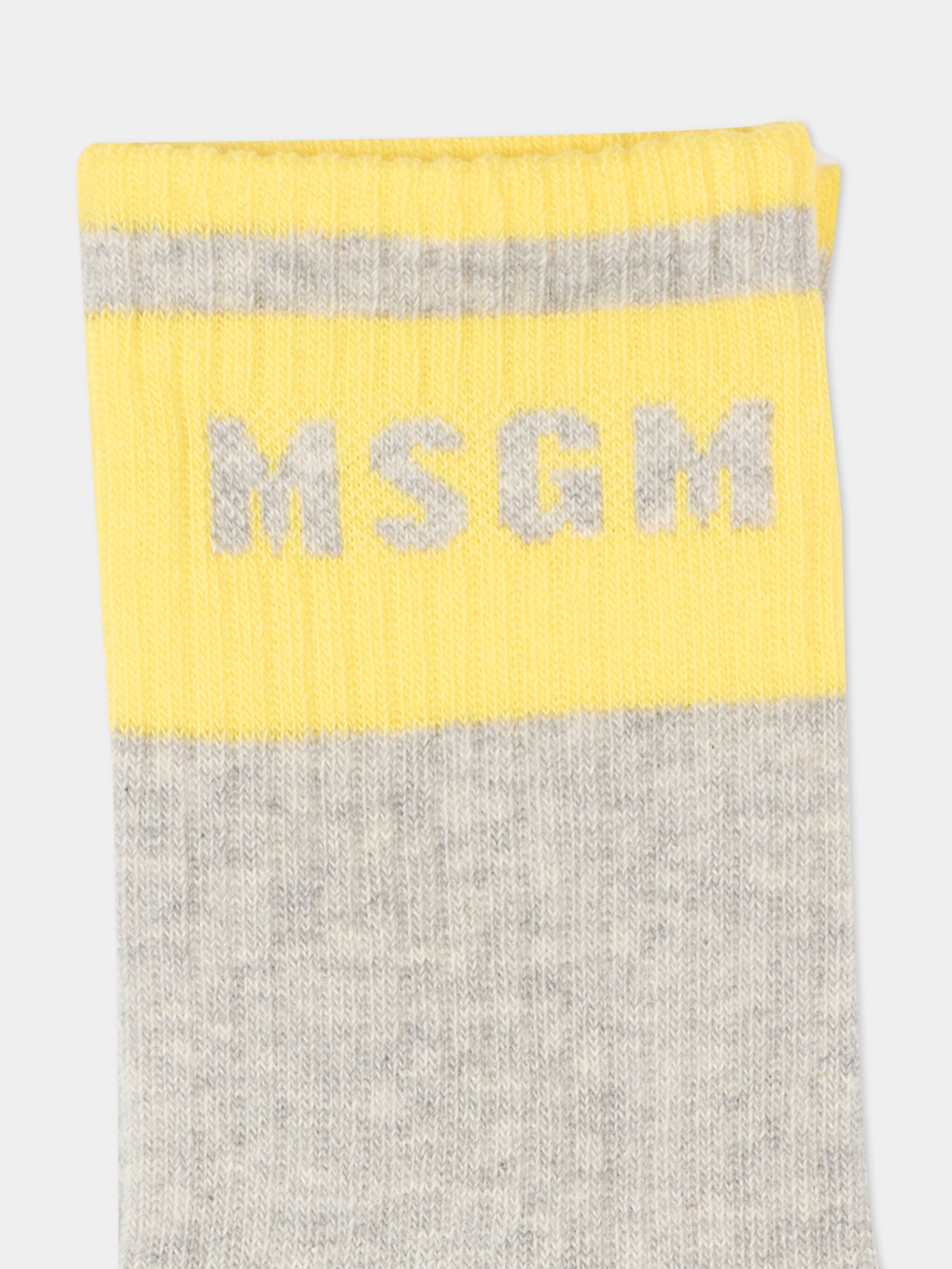Calzini grigi per bambina con logo,Msgm Kids,S6MSJGSO032 271/03