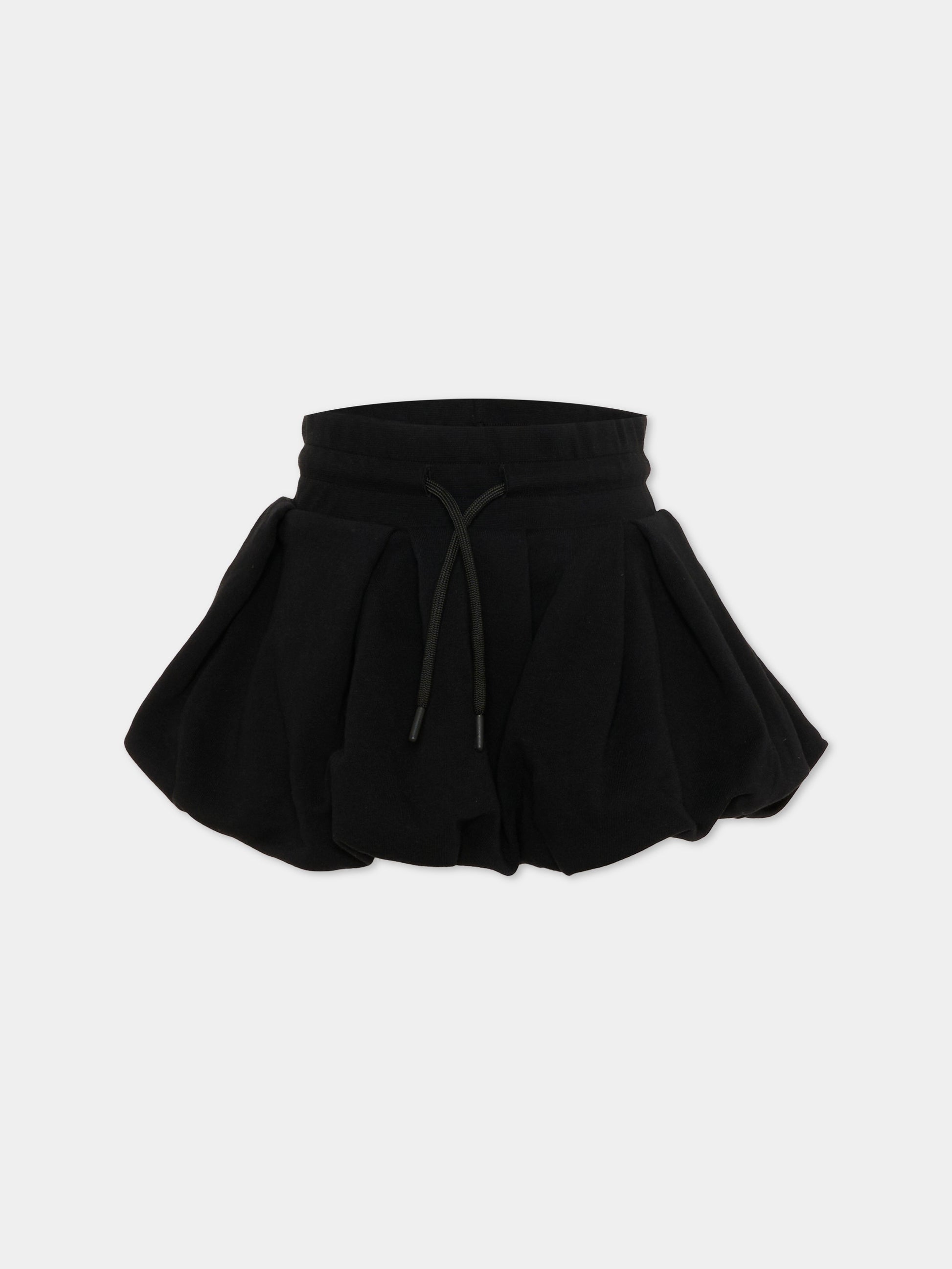 Gonna nera per bambina con logo,Msgm Kids,S6MSJGST086 110