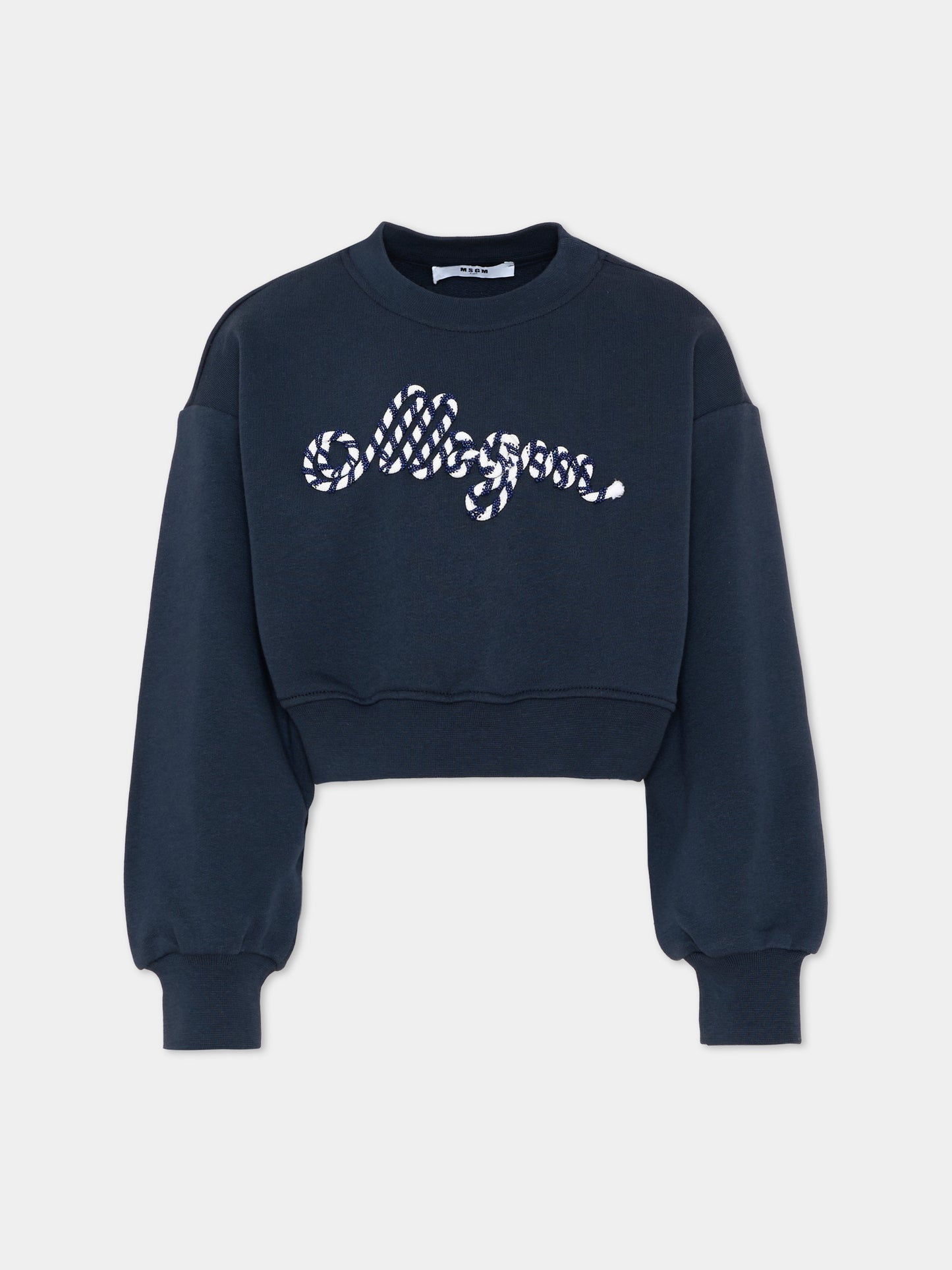 Felpa blu per bambina con logo,Msgm Kids,S6MSJGSW181 MS072