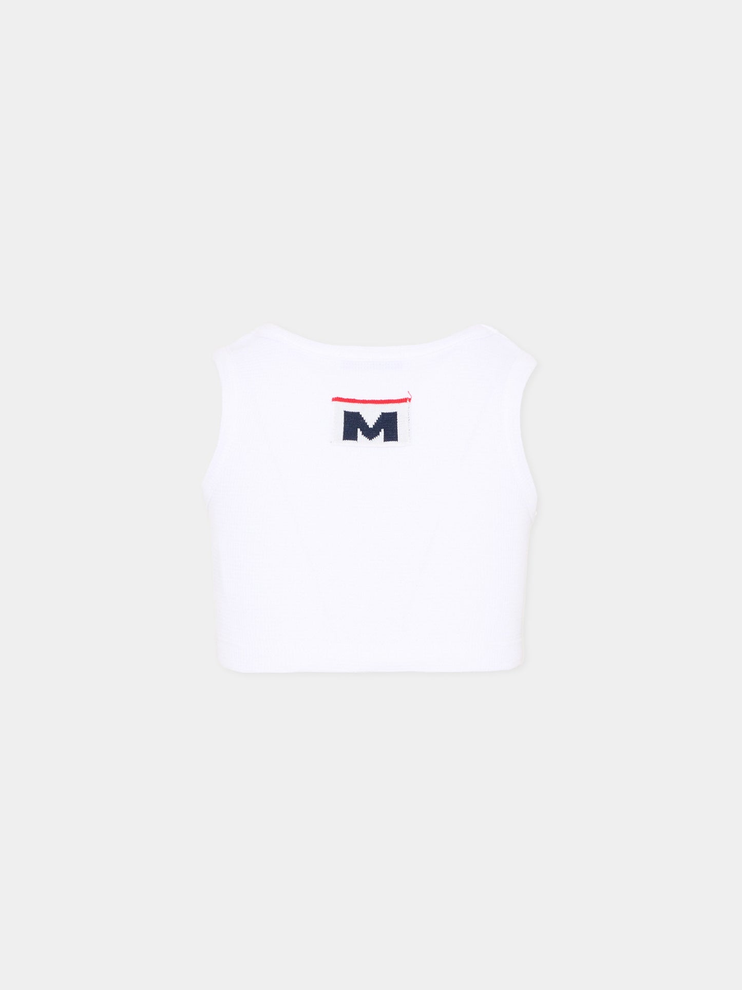 Top bianco per bambina con logo,Msgm Kids,S6MSJGTA030 001