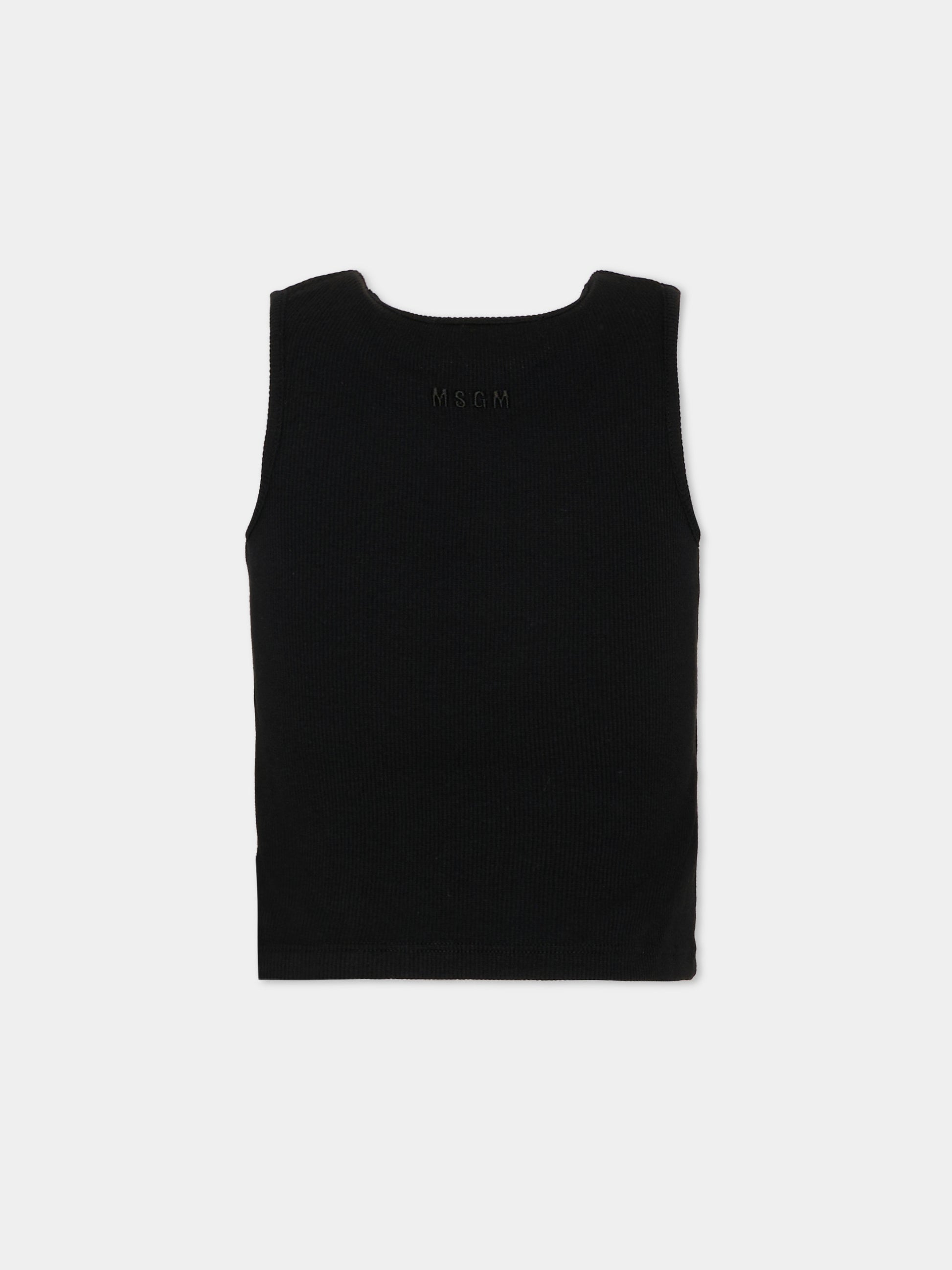 Canotta nera per bambina con paillettes,Msgm Kids,S6MSJGTA100 110