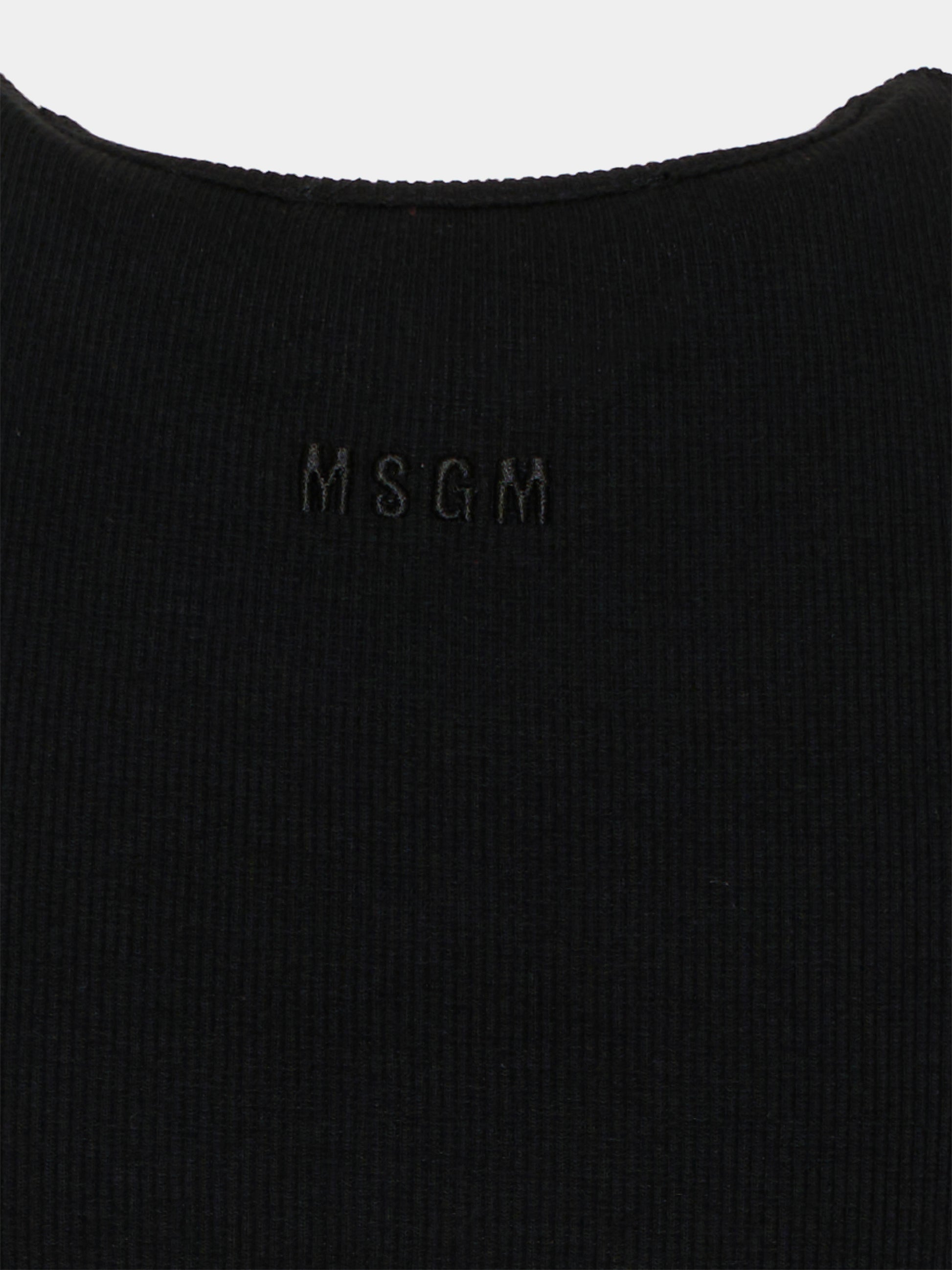 Canotta nera per bambina con paillettes,Msgm Kids,S6MSJGTA100 110