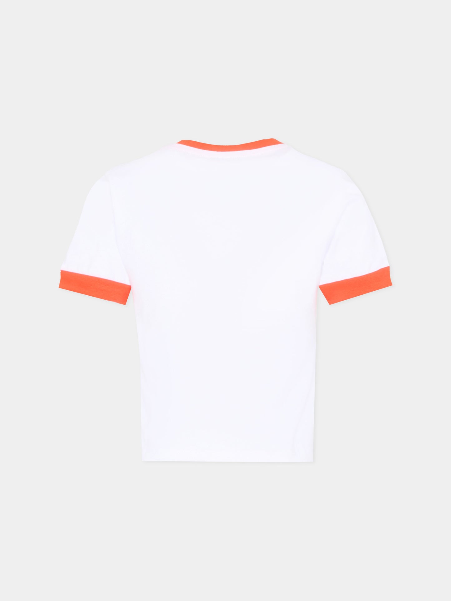 T-Shirt bianca per bambina con stampa gatto,Msgm Kids,S6MSJGTH016 001/84