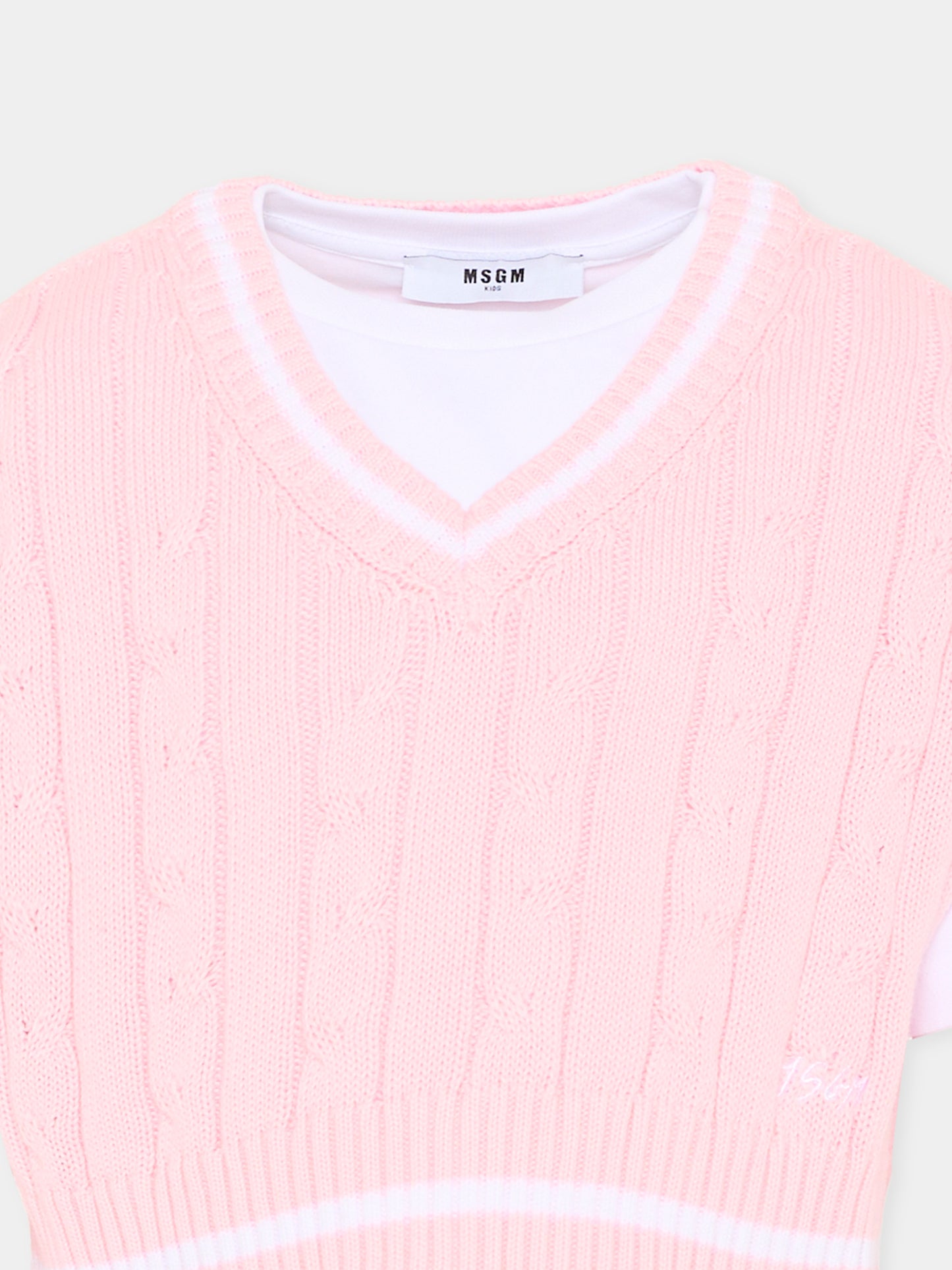 Gilet rosa per bambina con logo,Msgm Kids,S6MSJGTH034 001/78