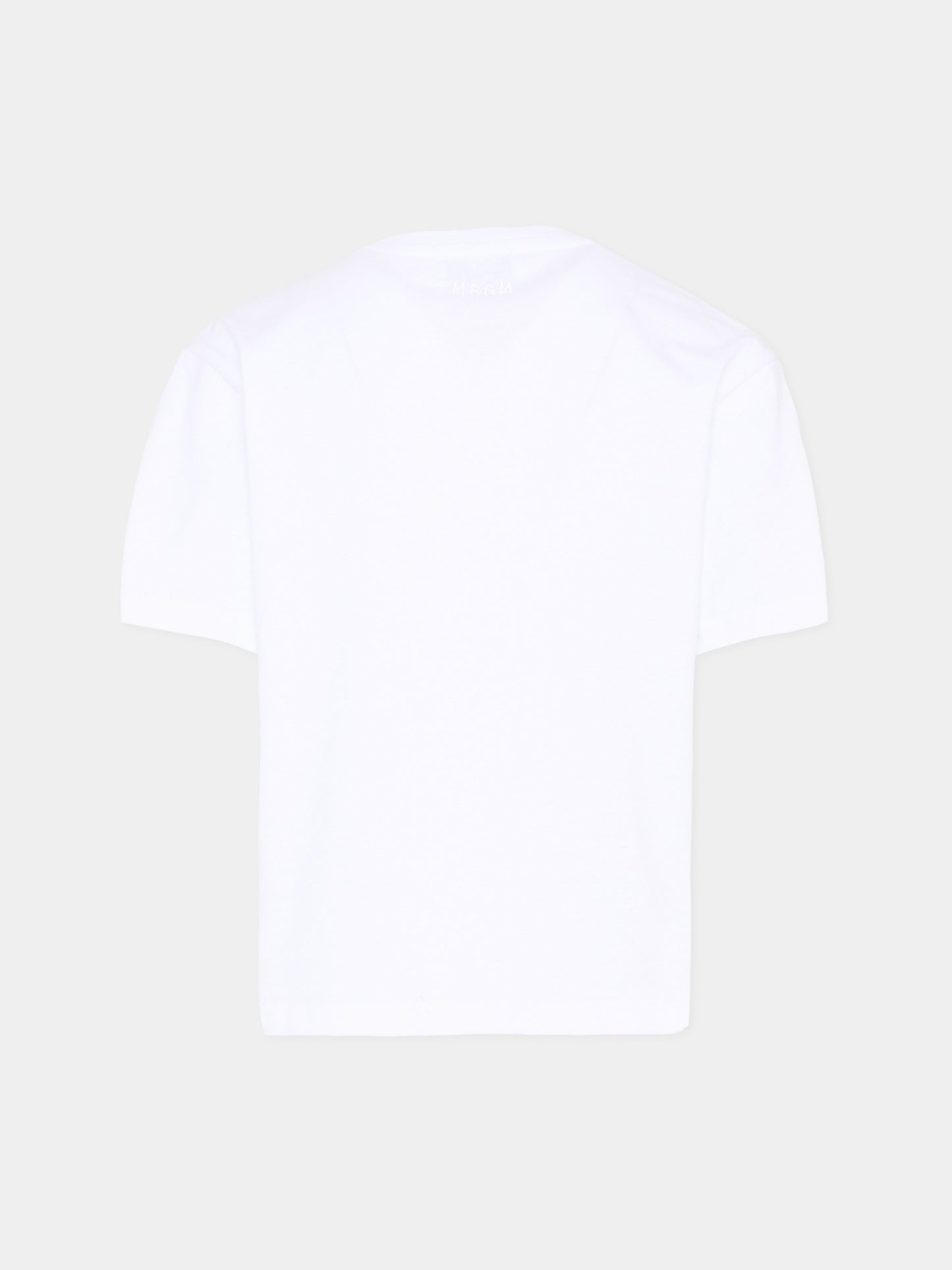 T-Shirt bianca per bambina con paillettes,Msgm Kids,S6MSJGTH099 001