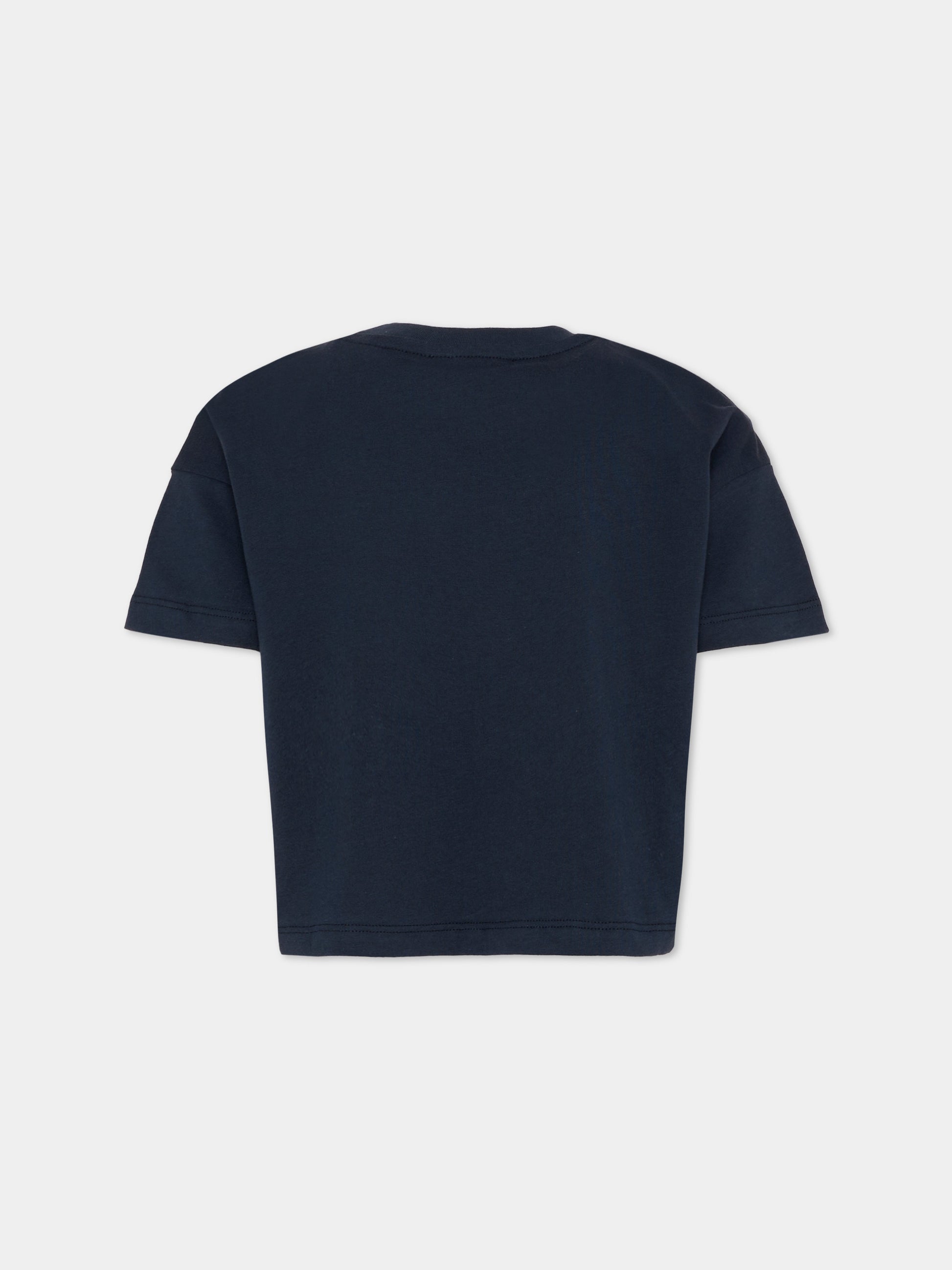 T-Shirt blu per bambina con logo,Msgm Kids,S6MSJGTH173 MS072