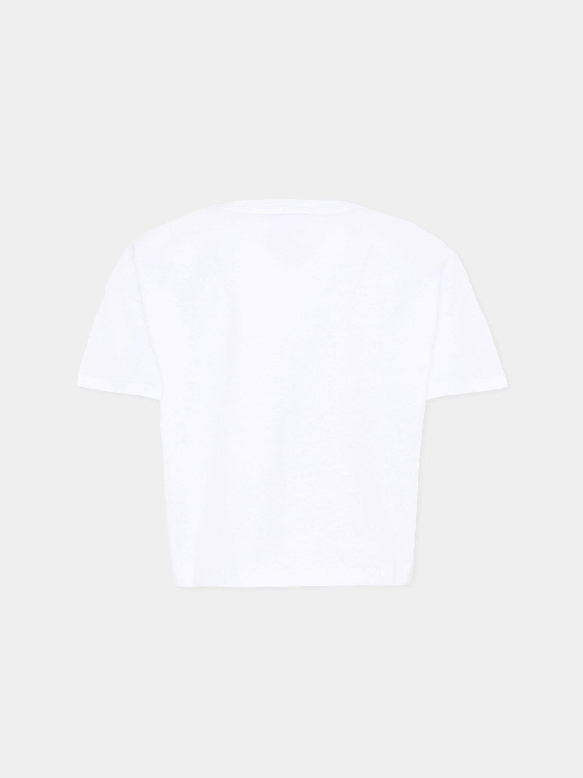 T-Shirt bianca per bambina con logo,Msgm Kids,S6MSJGTH173 001