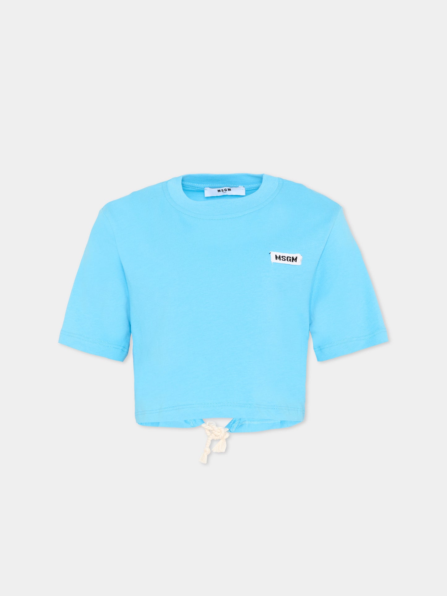 T-Shirt celeste per bambina con logo,Msgm Kids,S6MSJGTH179 MS073