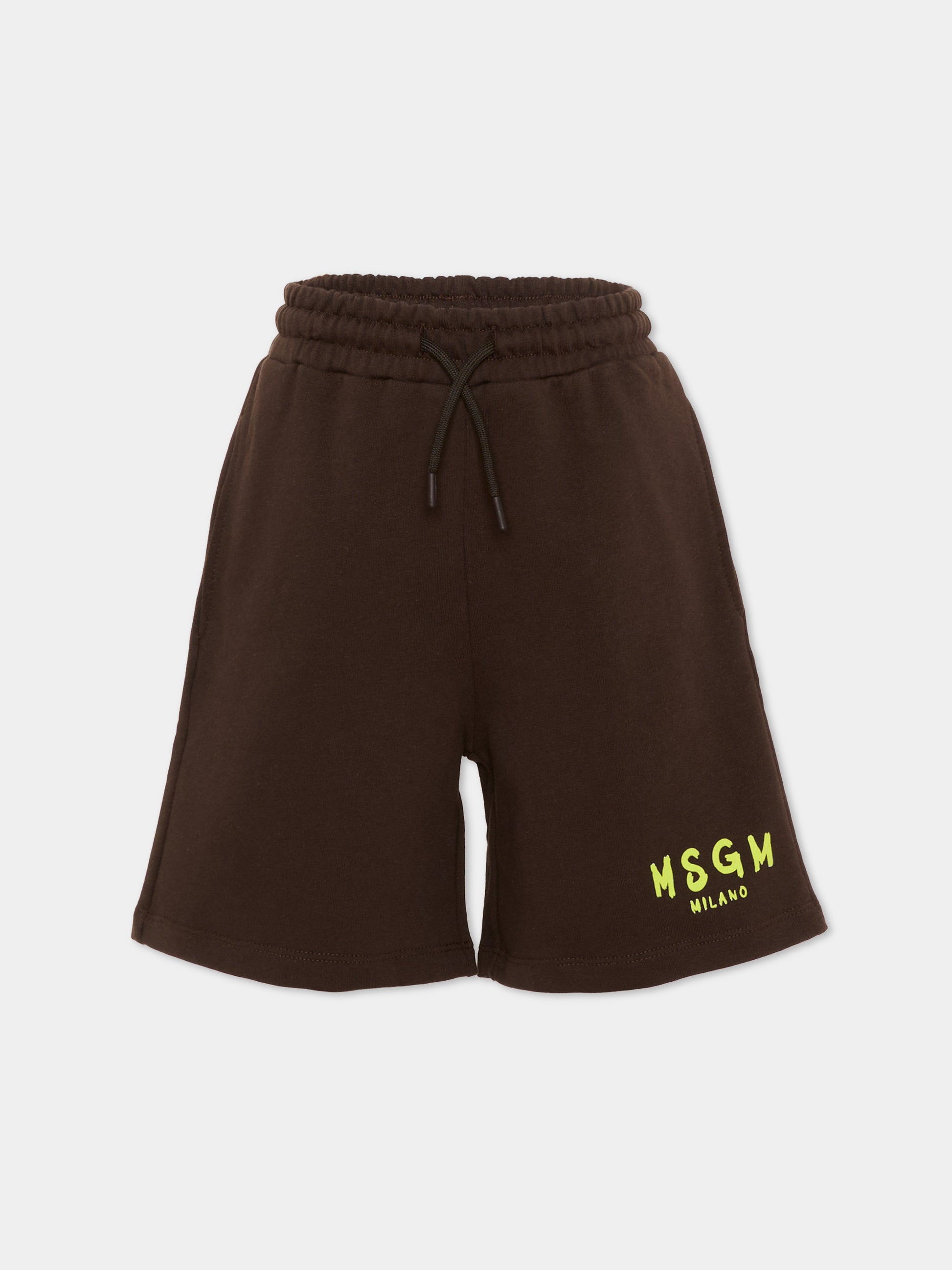 Shorts sportivi marroni per bambini con logo,Msgm Kids,S6MSJUBE018 943